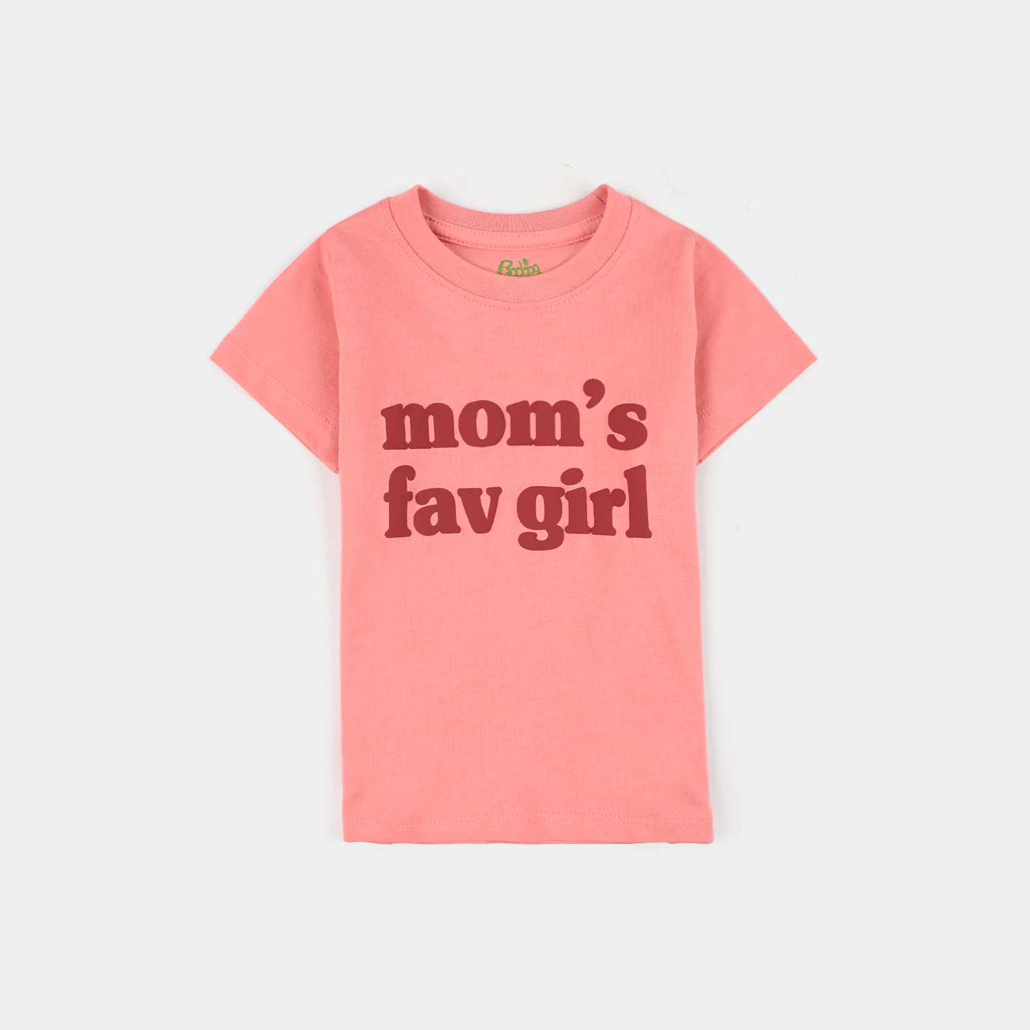 Infant Girls Jersey/Terry T-Shirt (Moms Fav Girl) - Peach - Image 2