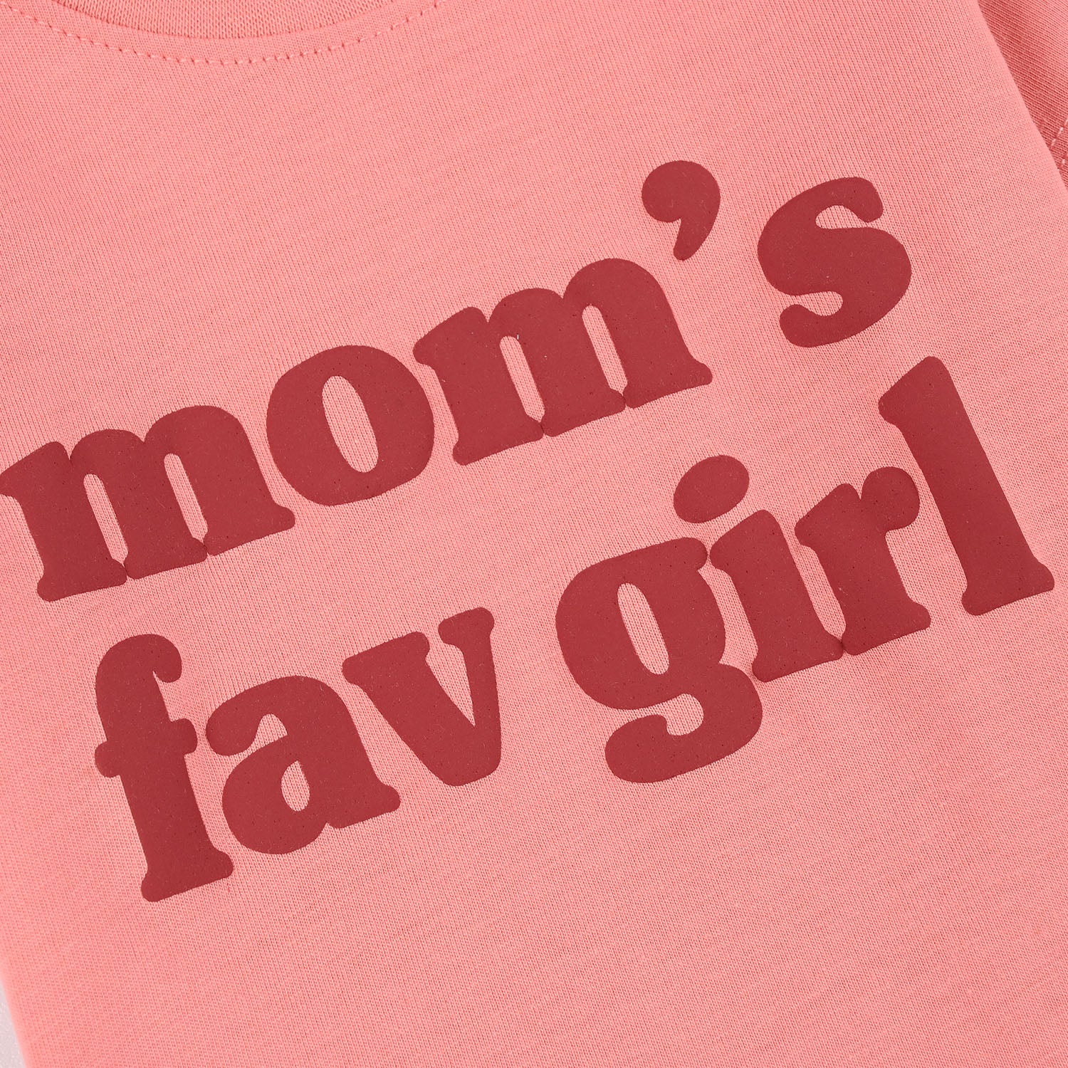 Infant Girls Jersey/Terry T-Shirt (Moms Fav Girl) - Peach - Image 4