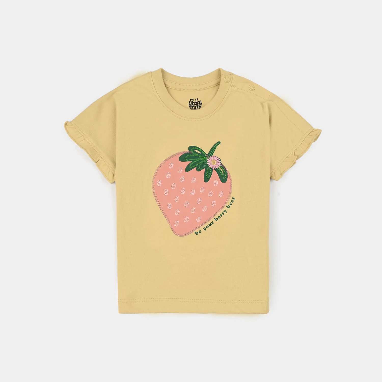 Infant Girls Jersey/Terry T-Shirt (Strawberry) - Yellow - Image 2
