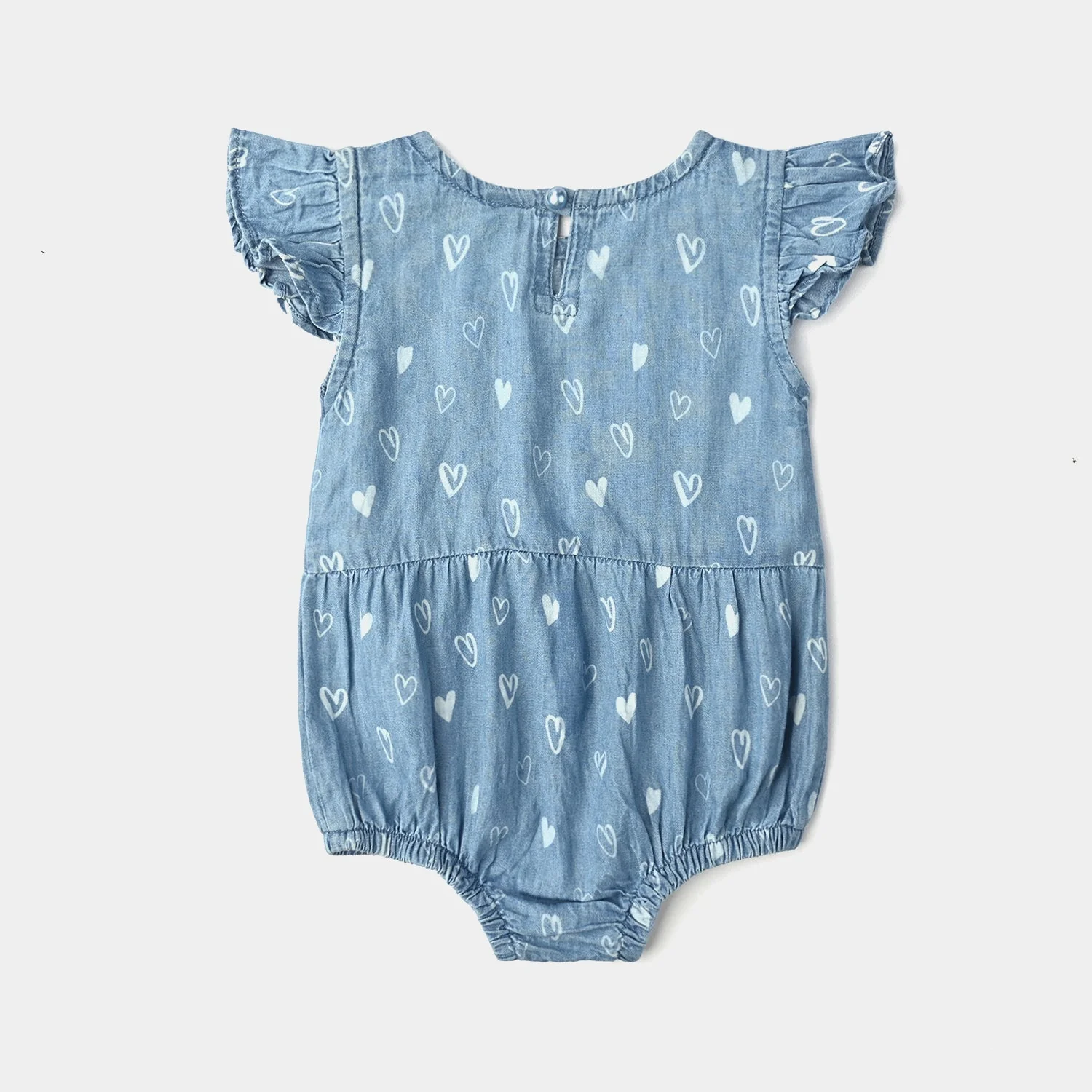 Infant Girls Tencel Denim (Light Denim) Romper Hearts-Blue - Image 4