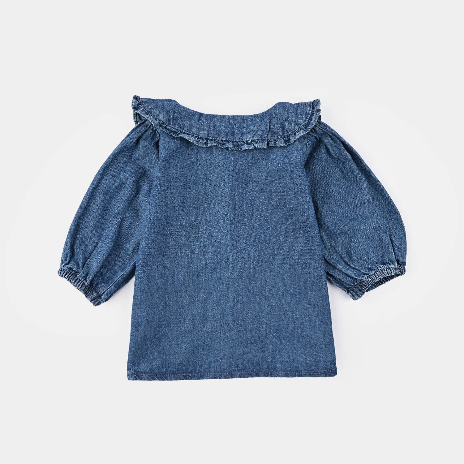 Infant Girls Tencel Denim (Light Denim) Suit-Flower Edit - Blue - Image 3