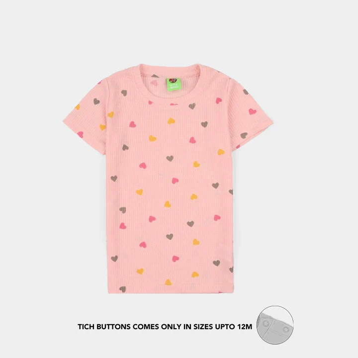 Infant Girls Thermal T-Shirt Hearts-PINK
