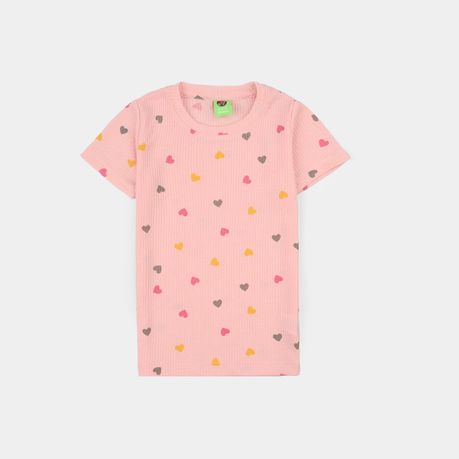 Infant Girls Thermal T-Shirt Hearts-PINK - Image 2
