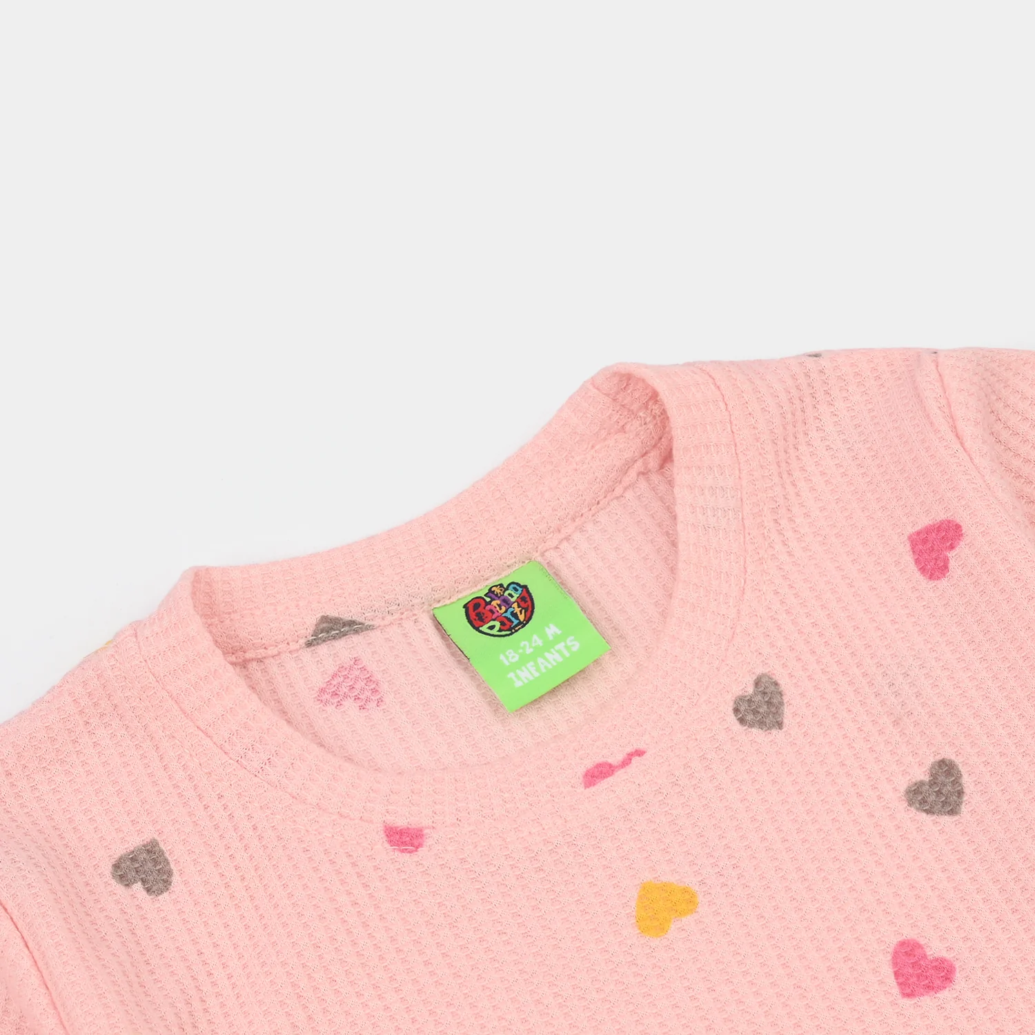 Infant Girls Thermal T-Shirt Hearts-PINK - Image 3