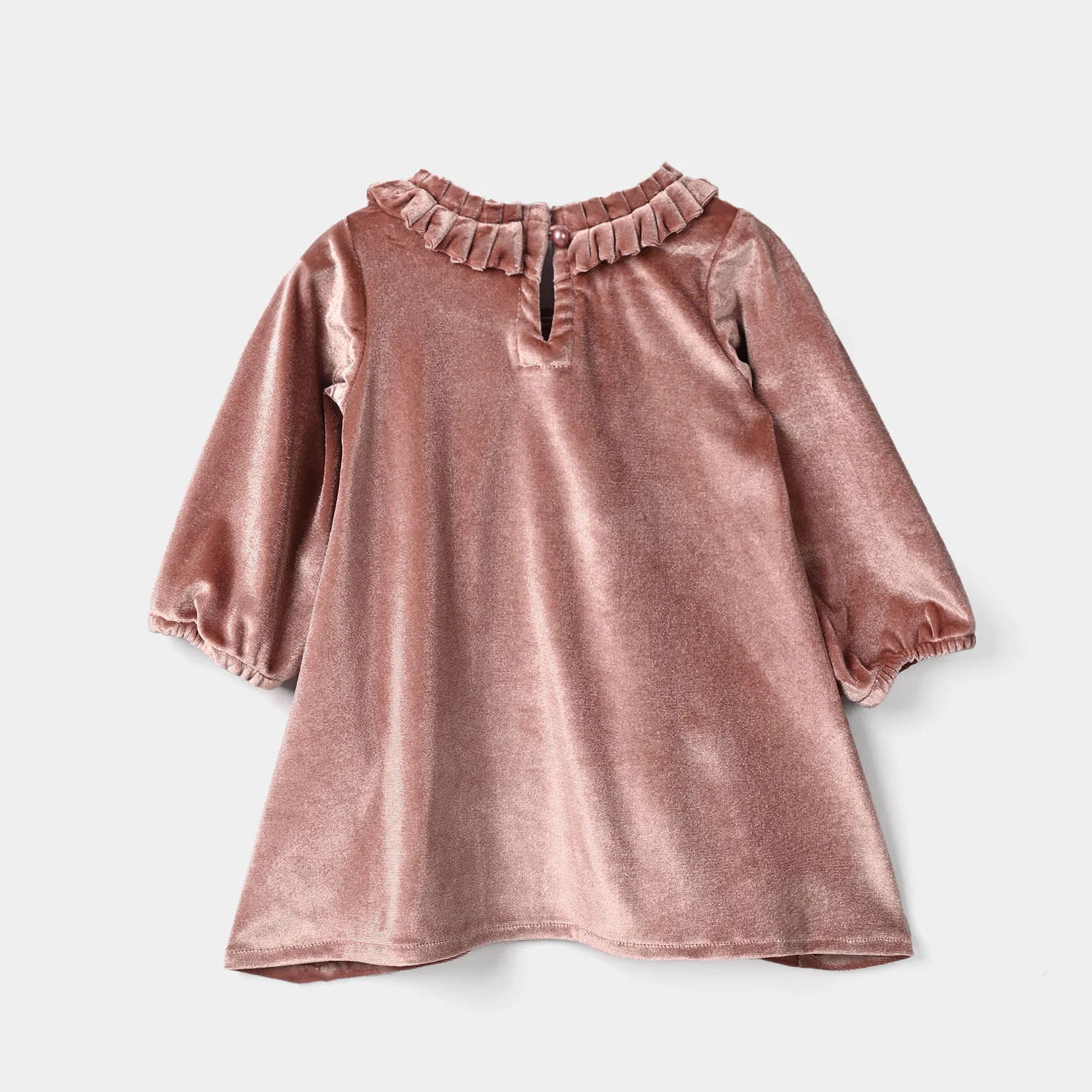 Infant Girls Velvet Casual Frock Glitter-Muted.Pink - Image 4