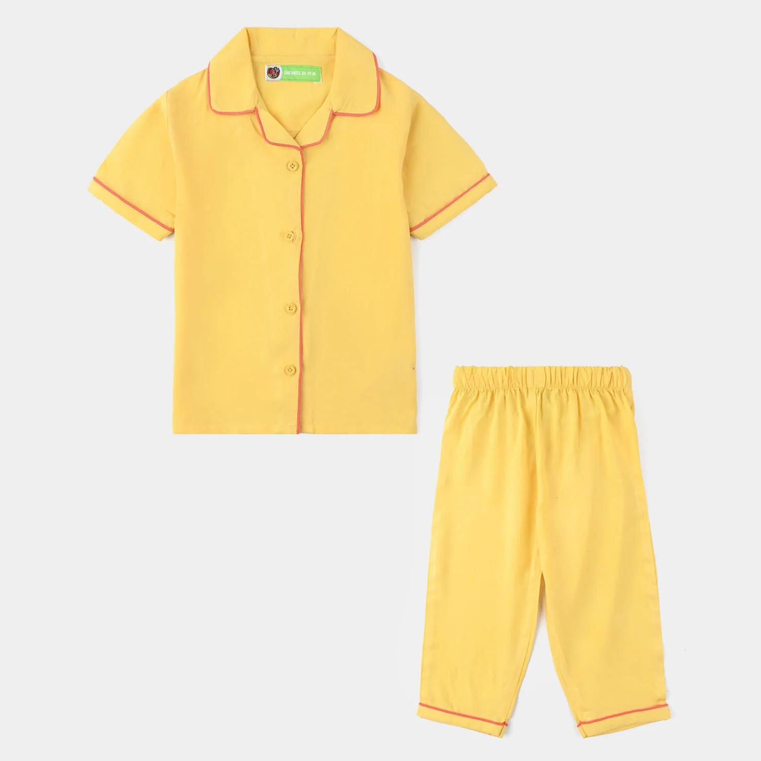 Infant Girls Viscose Night Suit - Yellow