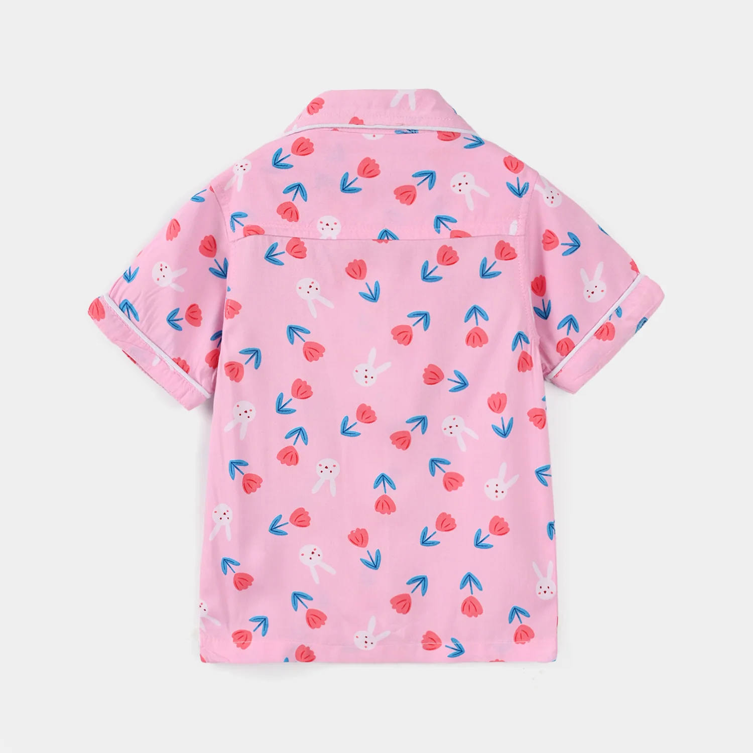 Infant Girls Viscose Nightwear (Rabbit & Flower) - Pink - Image 4