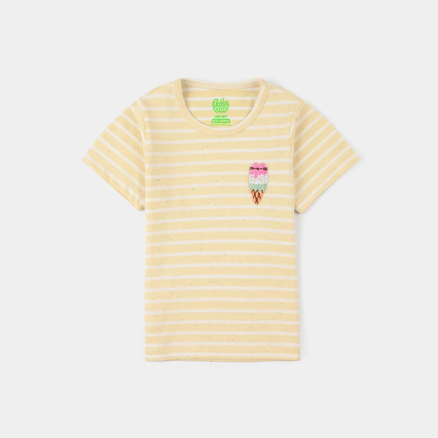Infant Girls Yarn Dyed Striped T-Shirt - Yellow/White - Image 2