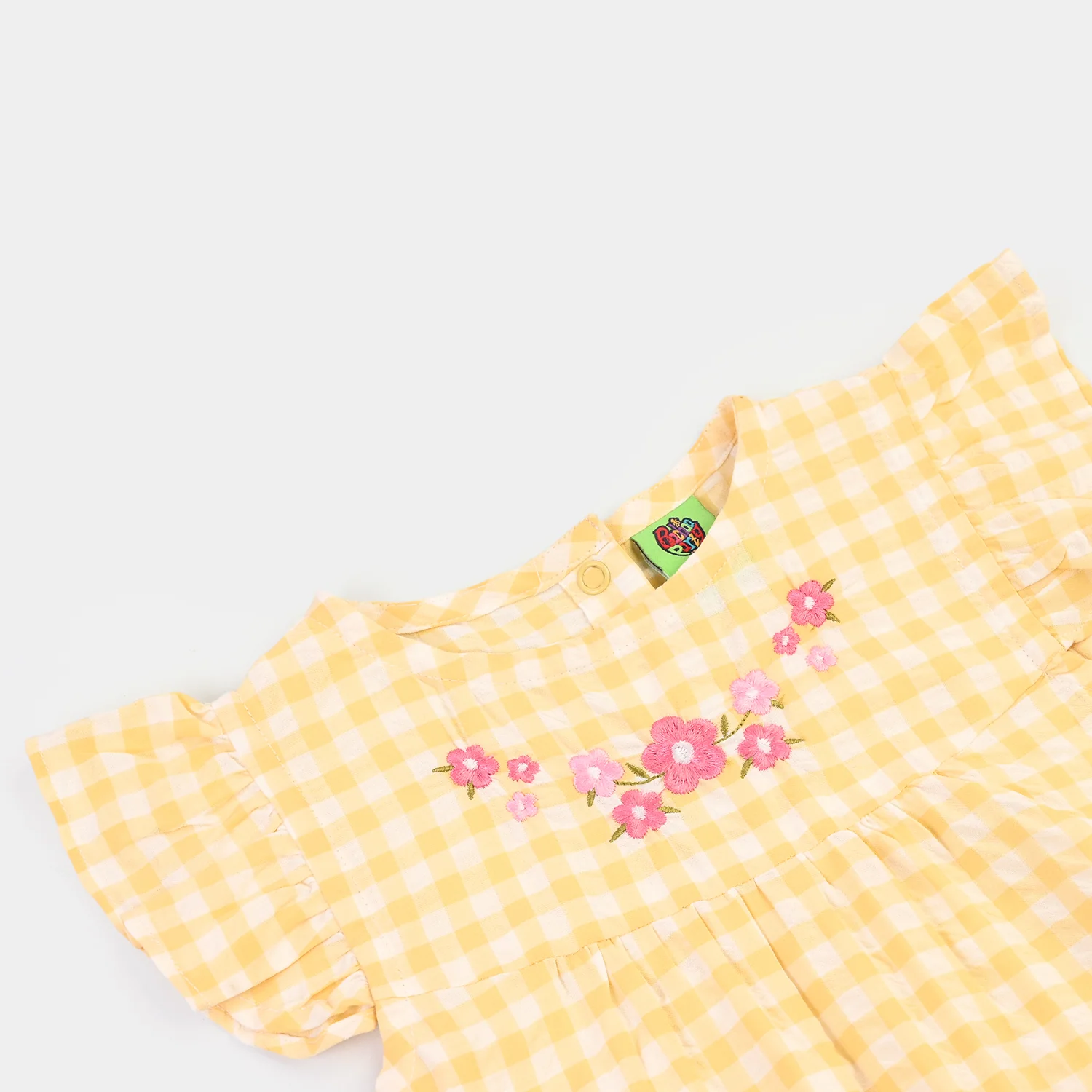 Infant Girls Yarn Dyed Woven Romper Blossom - YELLOW - Image 2