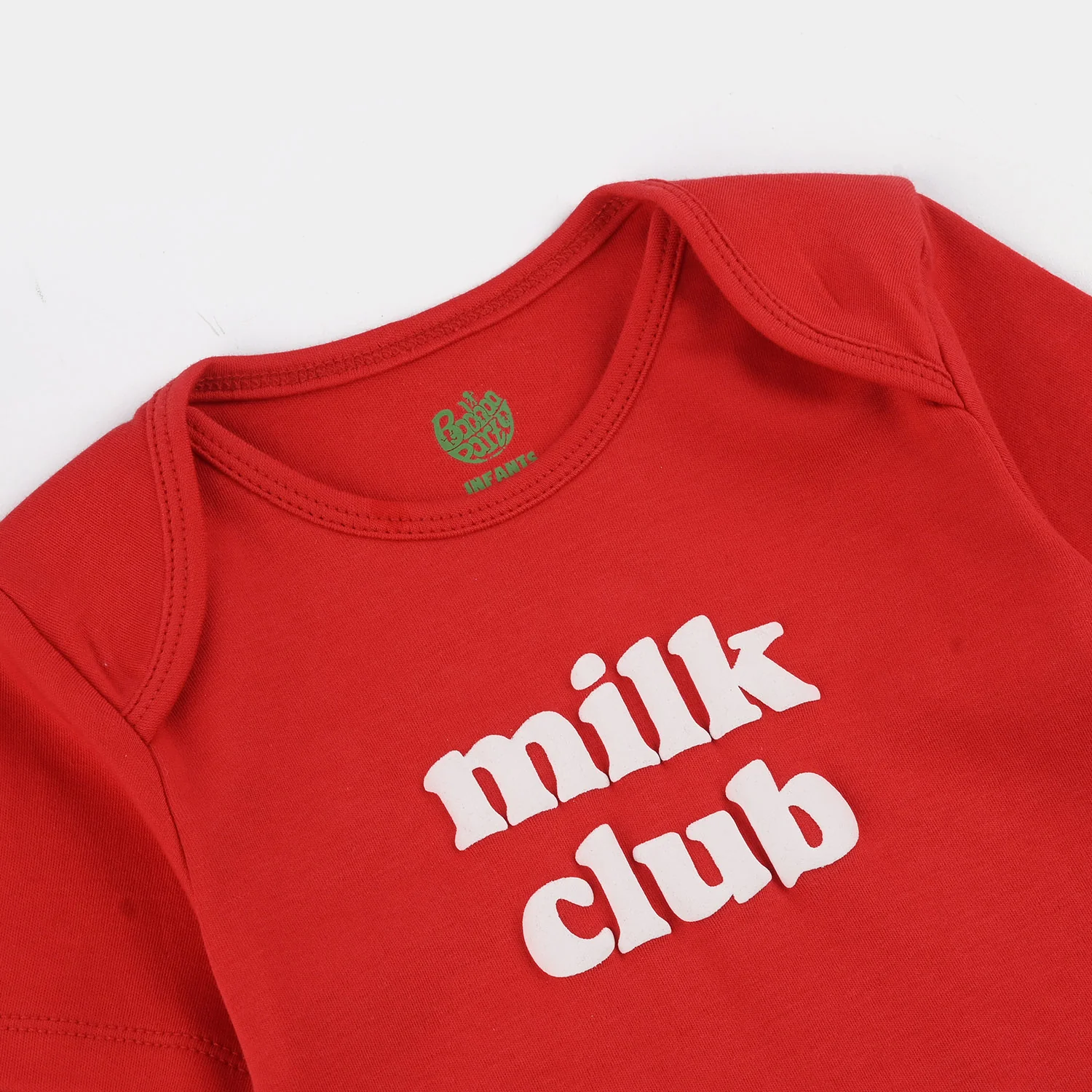 Infant Unisex Cotton Interlock Romper (Milk Club) - Red - Image 2