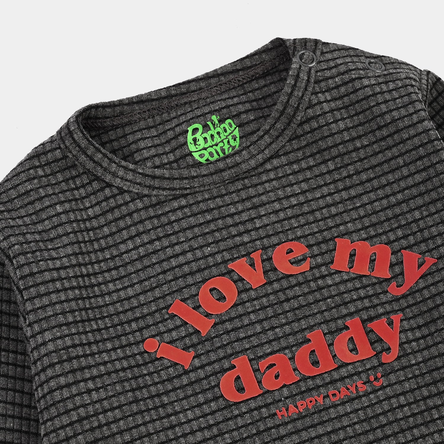 Infant Unisex Yarn Dyed Basic Romper I Love My Daddy-GREY - Image 2