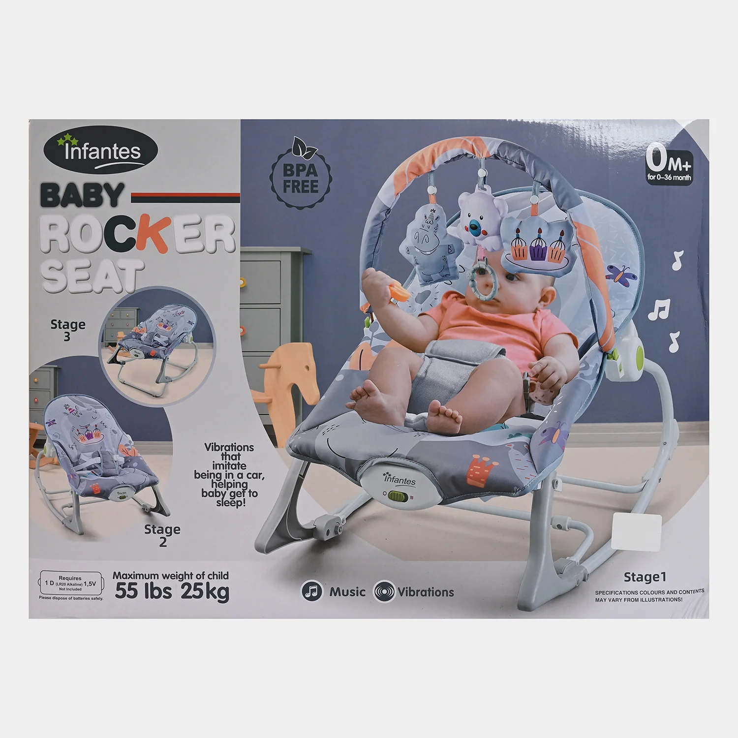 Infants Baby Rocker Seat - Purple & Pink - Image 2
