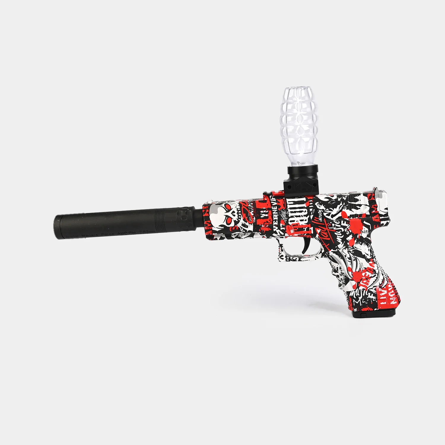Kids High Speed Gel Ball Blaster Gun with Silencer – Red/Black - Image 2