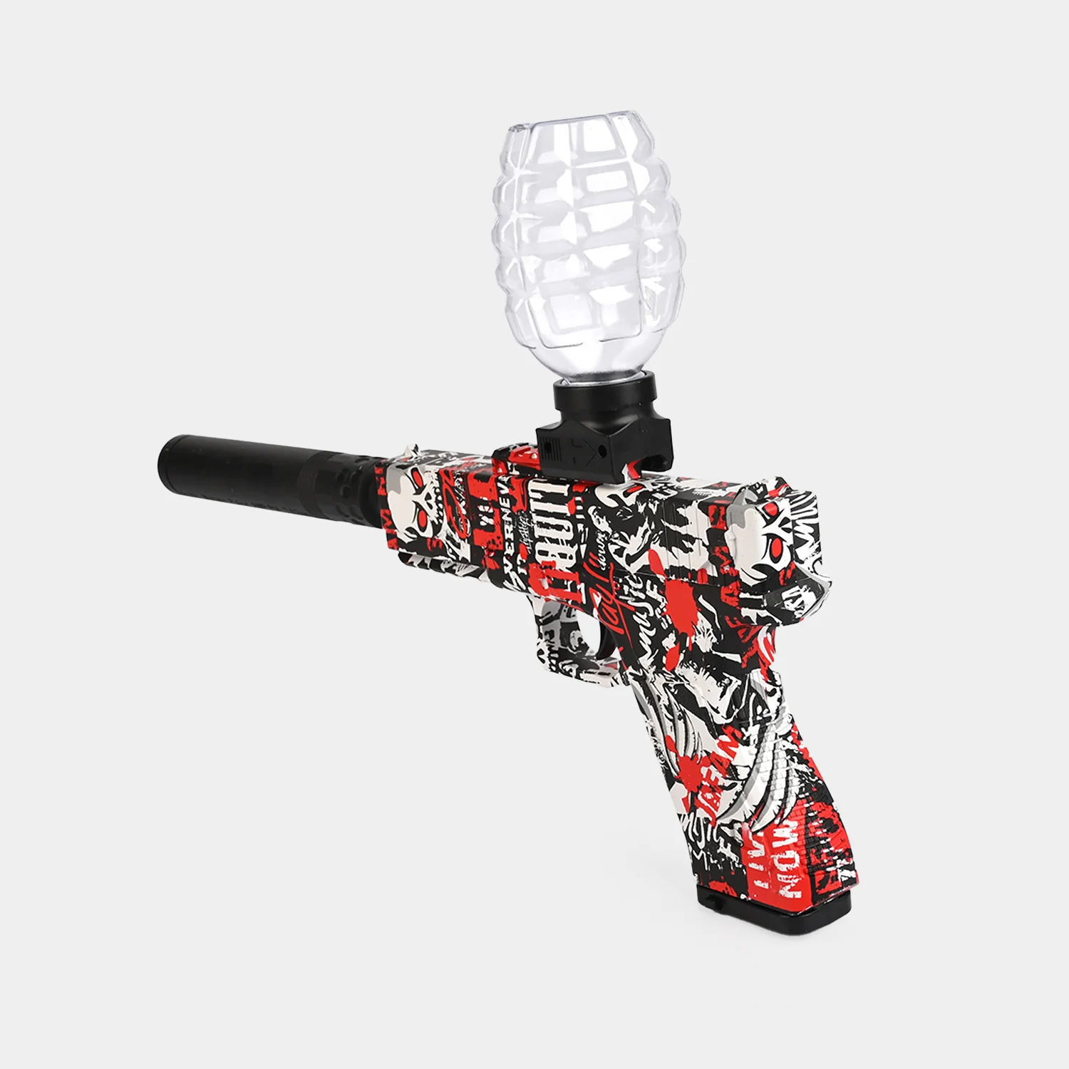 Kids High Speed Gel Ball Blaster Gun with Silencer – Red/Black - Image 5