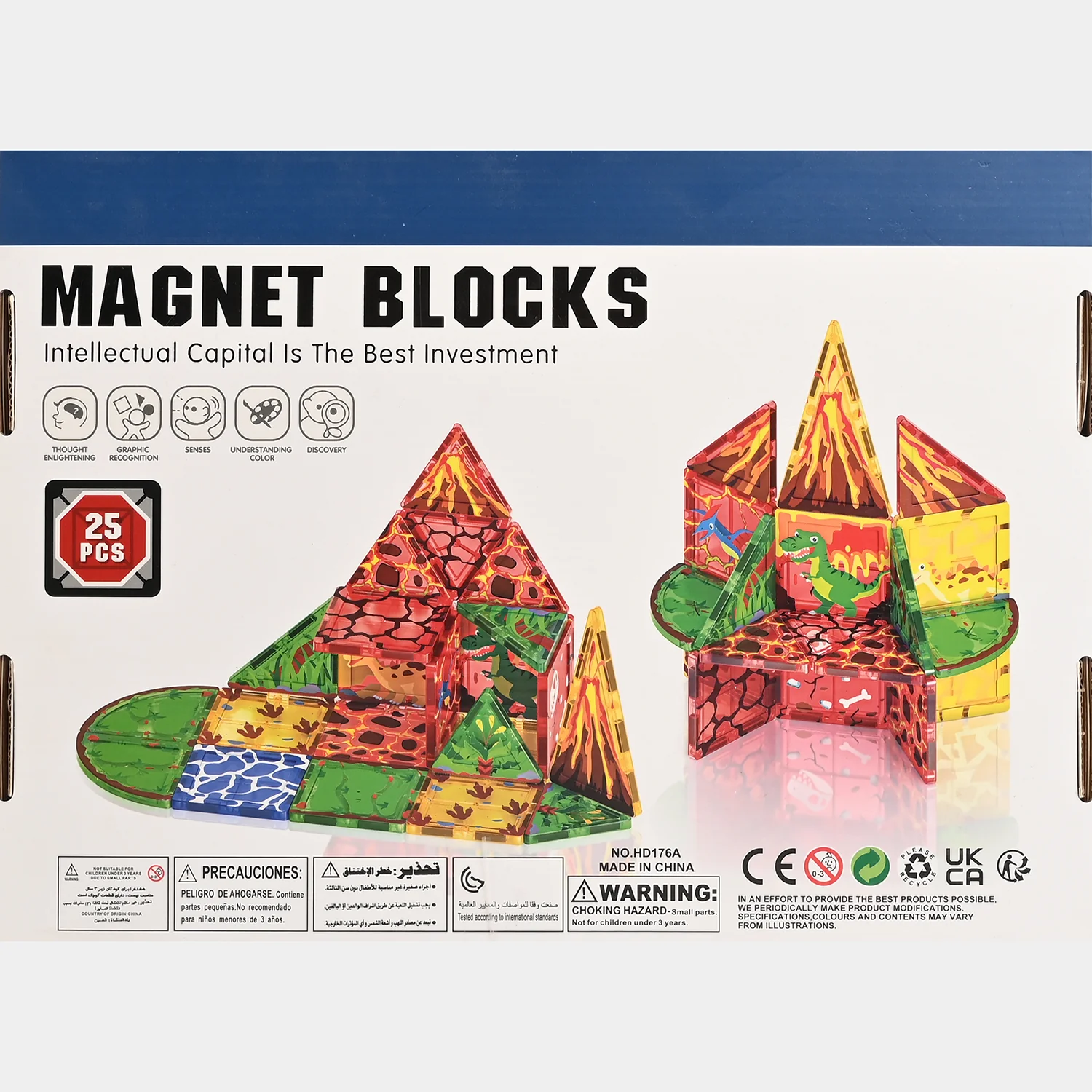Kids Magnetic Dinosaur Volcano Building Blocks Set – 25 Pieces - Image 4