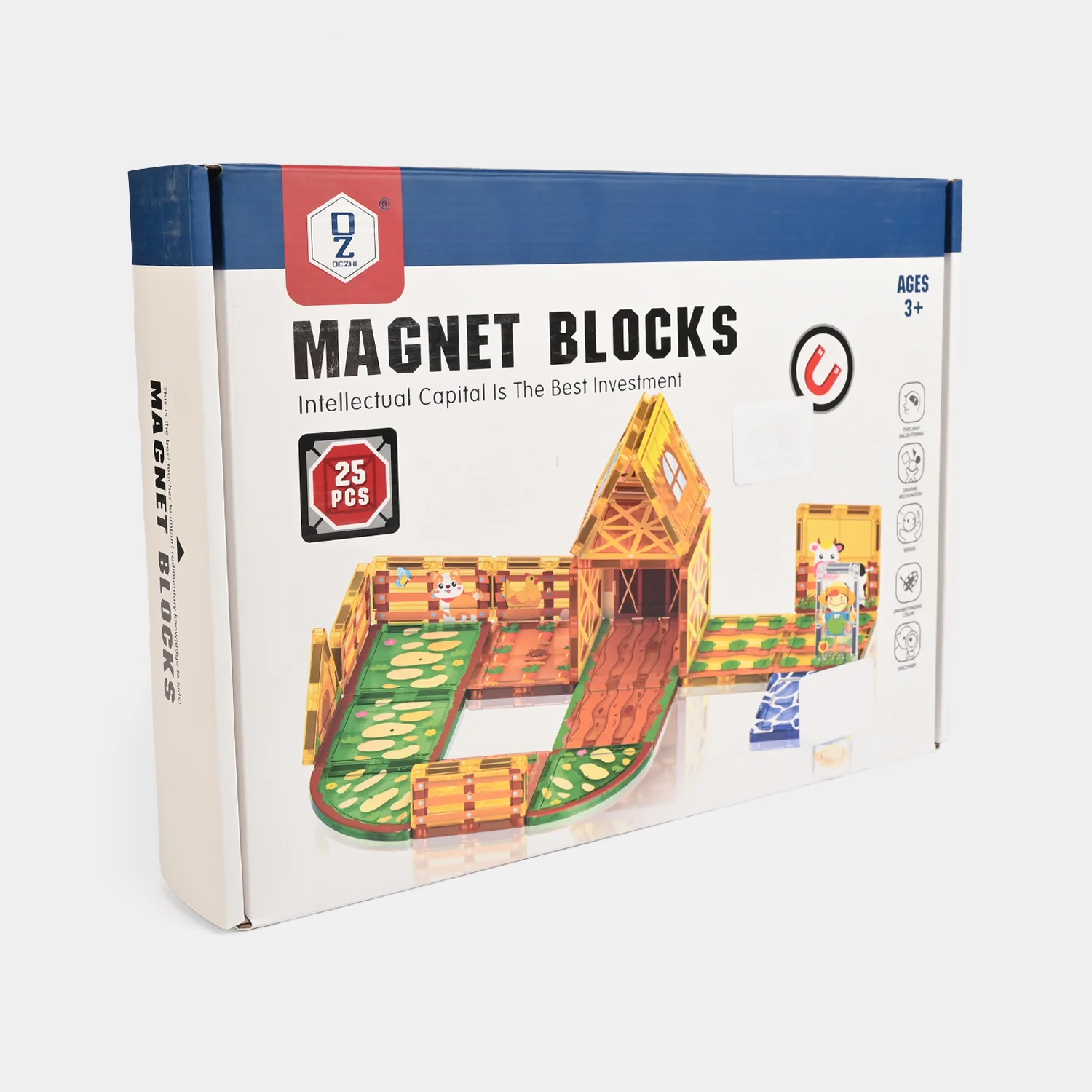 Kids Magnetic Farmhouse Building Blocks Set β 25 Pieces