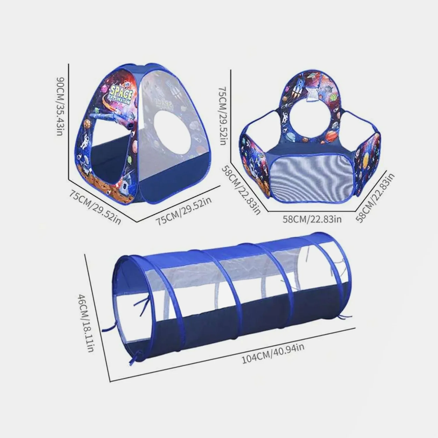 Kids Pop Up Play Tunnel Tent House Space Theme - Image 4