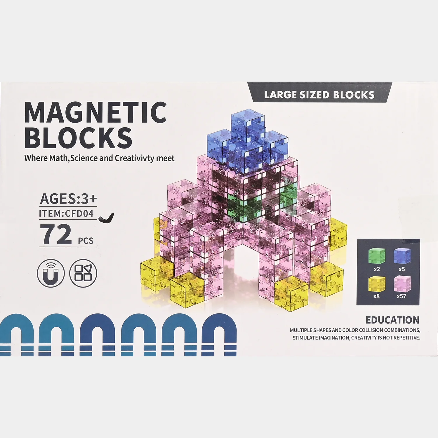 Magnetic Blocks 72Pcs 2.5Cm CFD04 - Image 2