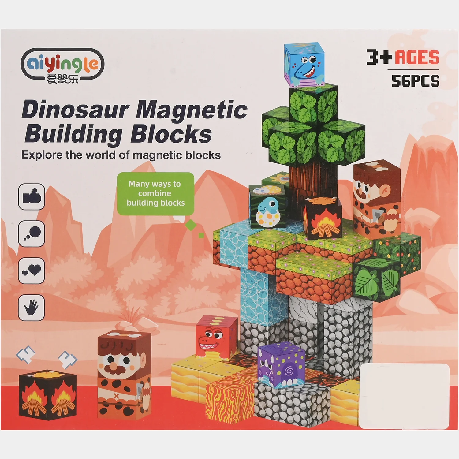 Dinosaur Magnetic Building Blocks | 56Pcs - Image 3