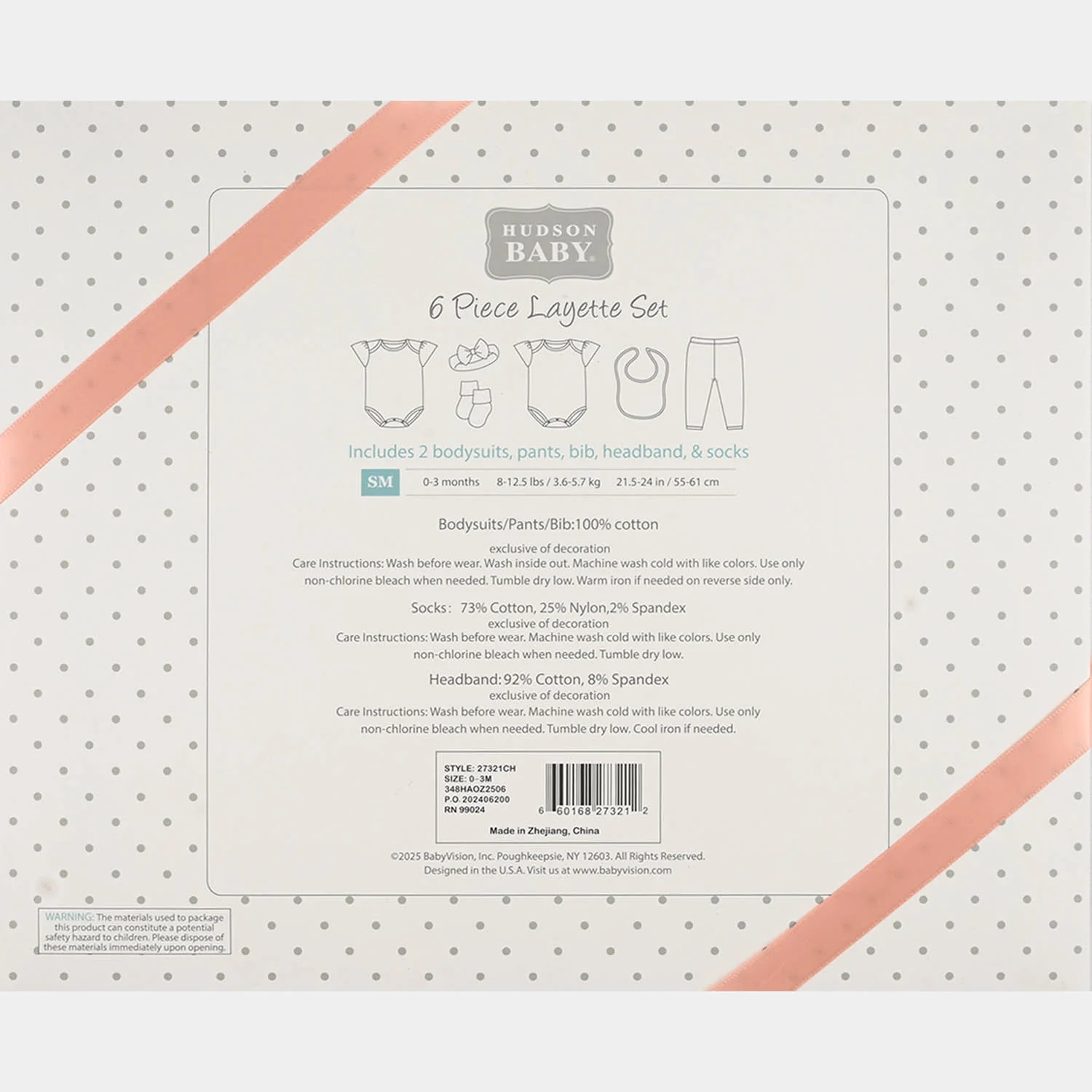 Newborn Clothing Starter Set (Pack of 6) - Peach - Image 5
