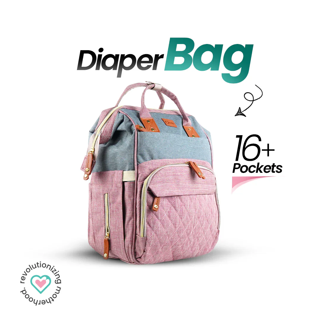 ORNAVO DIAPER BAG PINK & GREY