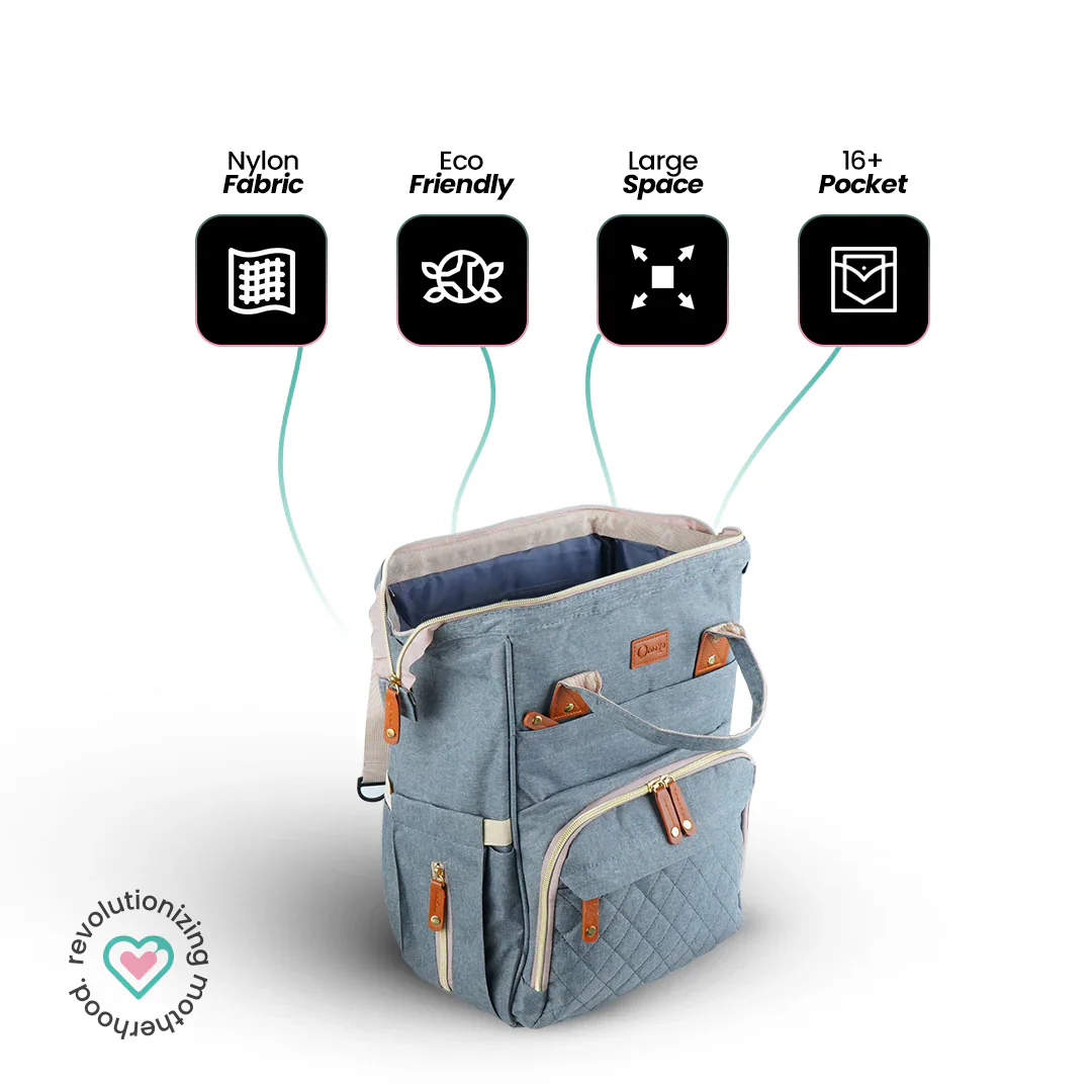 ORNAVO DIAPER BAG PINK & GREY - Image 2