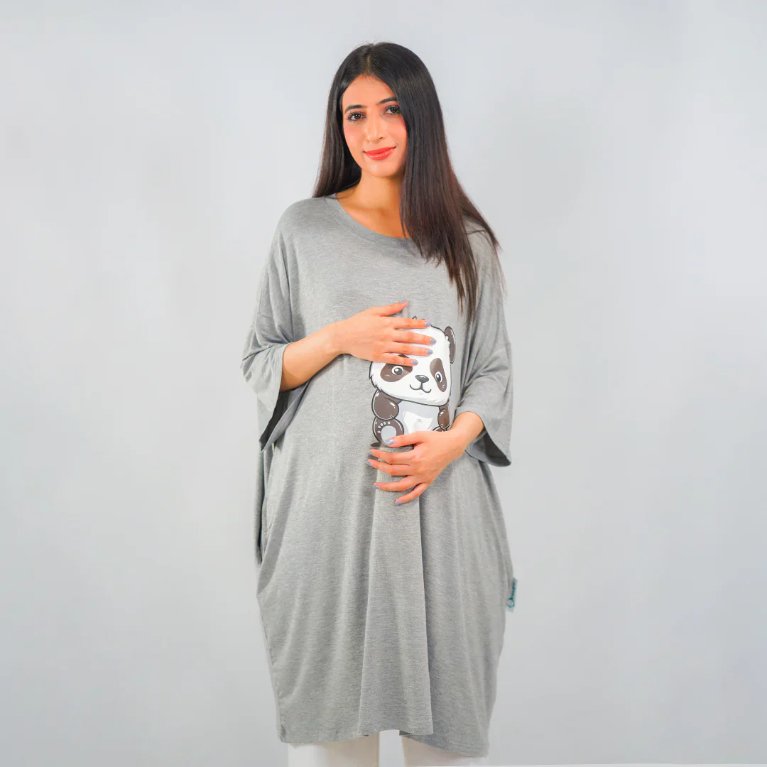 Ornavo Panda Comfy Tee in Grey - Image 2