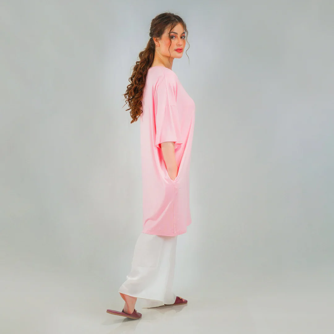 Ornavo Plain Pink Comfy Tee - Image 5