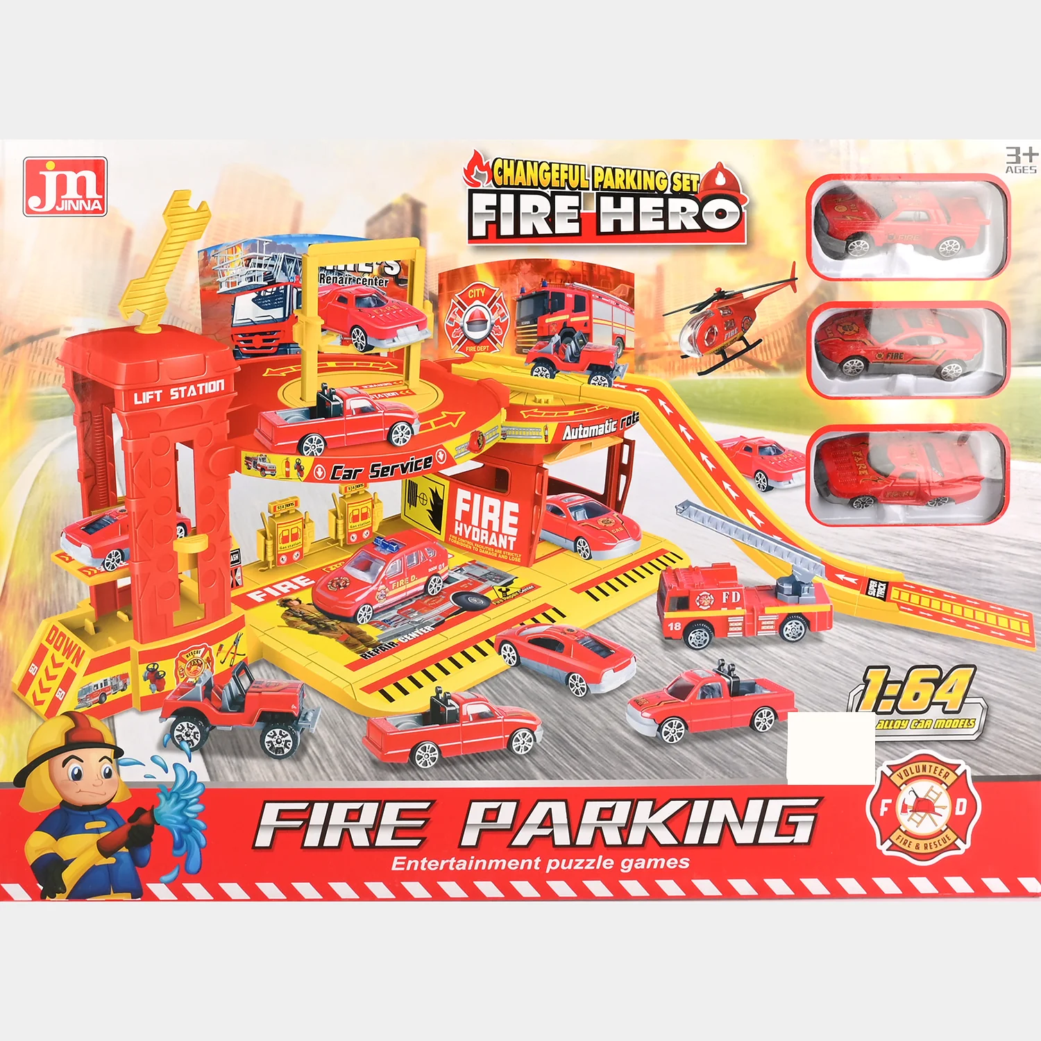 Fire Parking Theme Parking Lot Garage Playset - Image 3