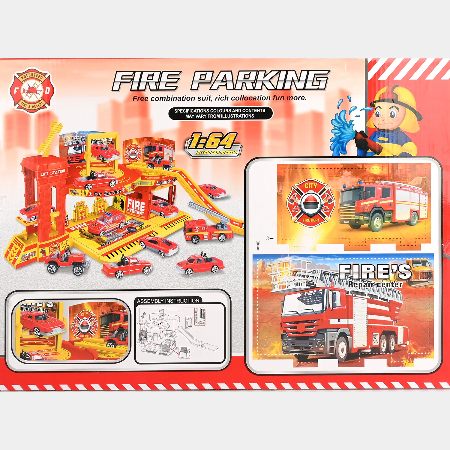 Fire Parking Theme Parking Lot Garage Playset - Image 4