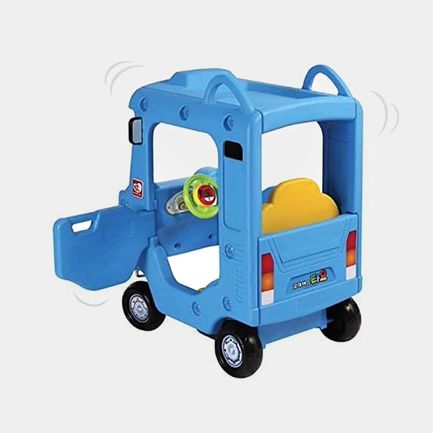 Ride-on Push Car Roof School Bus, Blue - Image 3