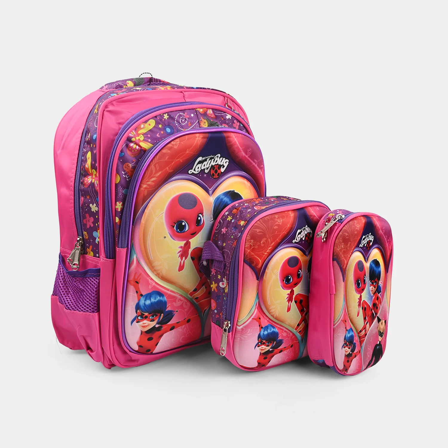 3D Embossed School Bag Set – 3-Piece Set With Blinking LED Lights for Kids