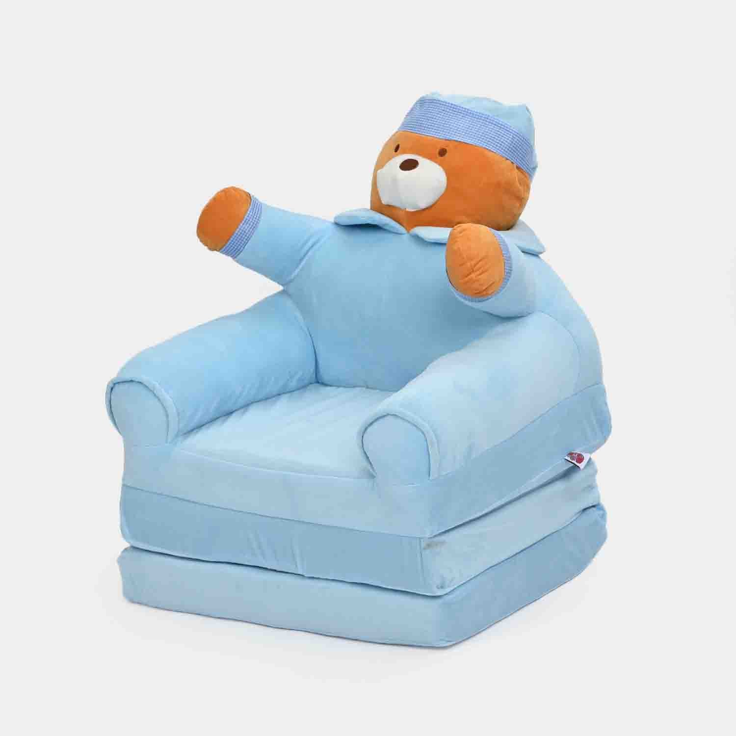 Adorable Kids Foldable Sofa Seat - 18M+ | 547-Blue/Brown - Image 2