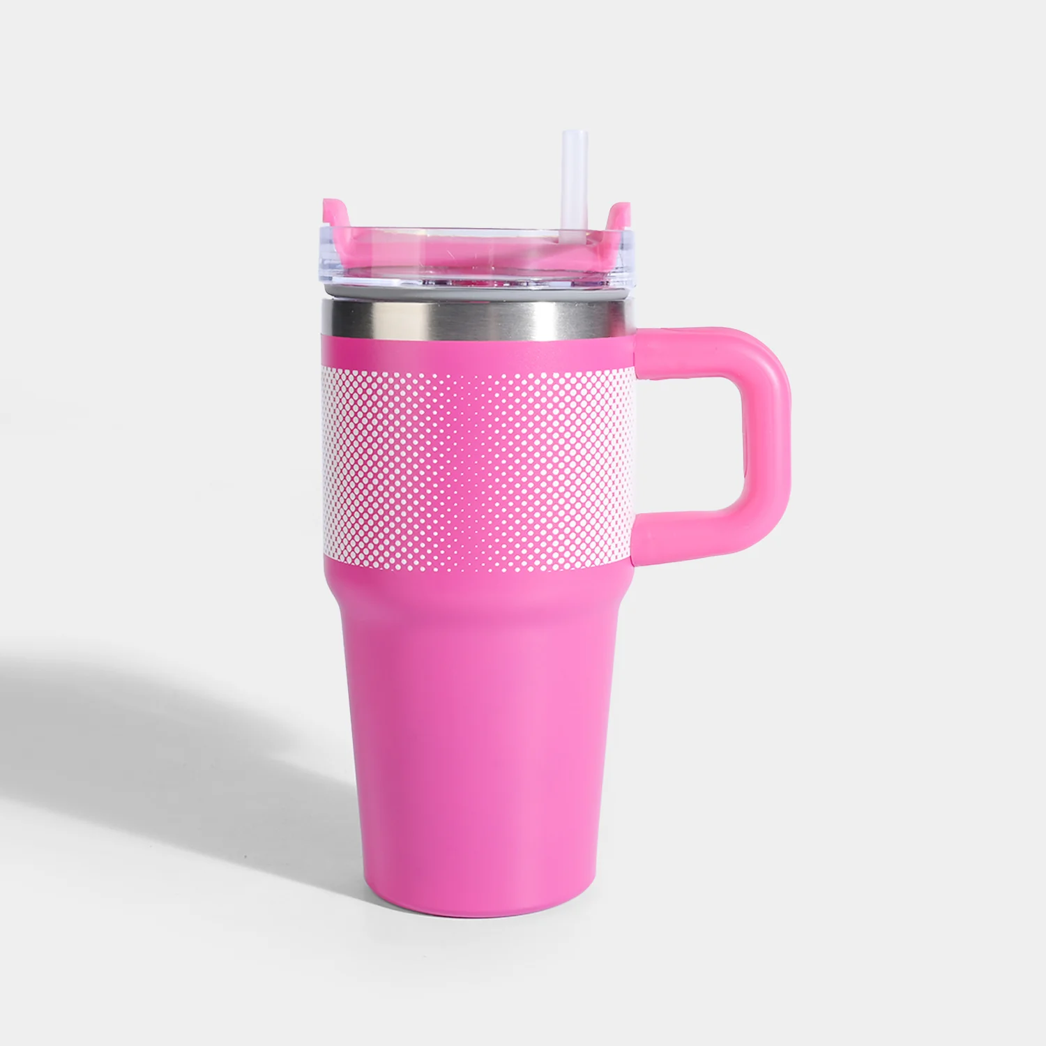 Insulated Stainless Steel Tumbler with Handle & Straw 20oz - Image 3