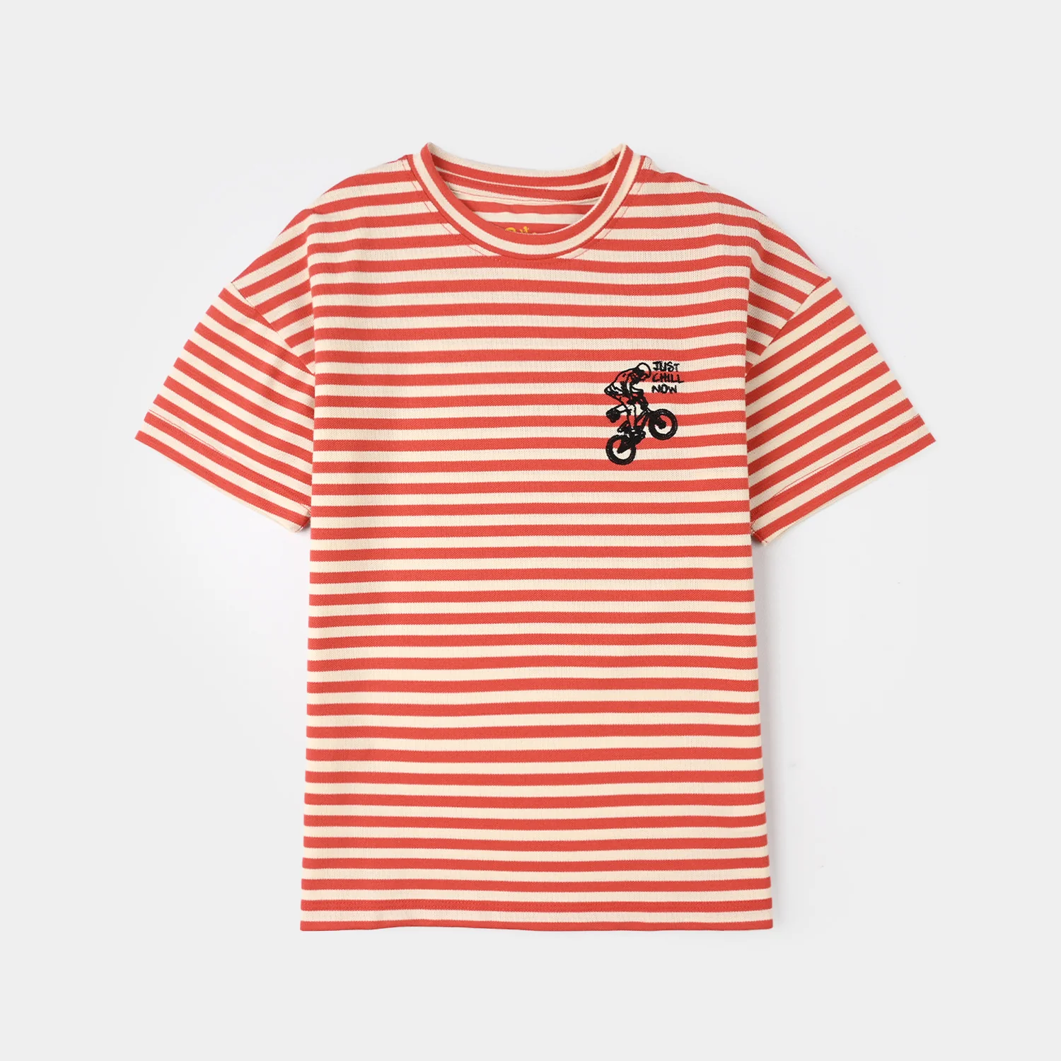 Teens Boys Cotton PK Striped T-Shirt - Orange