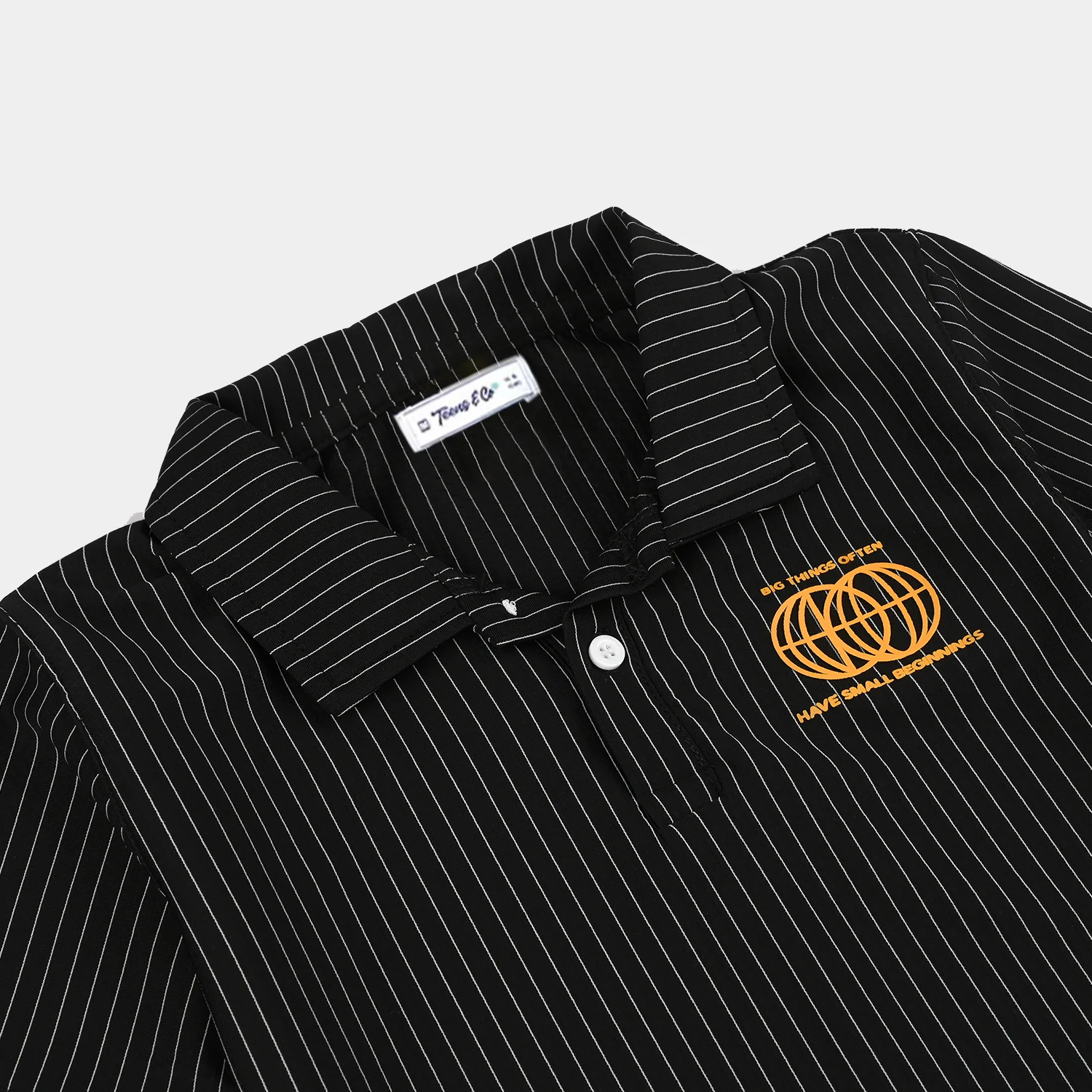 Teens Boys Polyester yarn dyed Polo (Big Things) - Black - Image 2