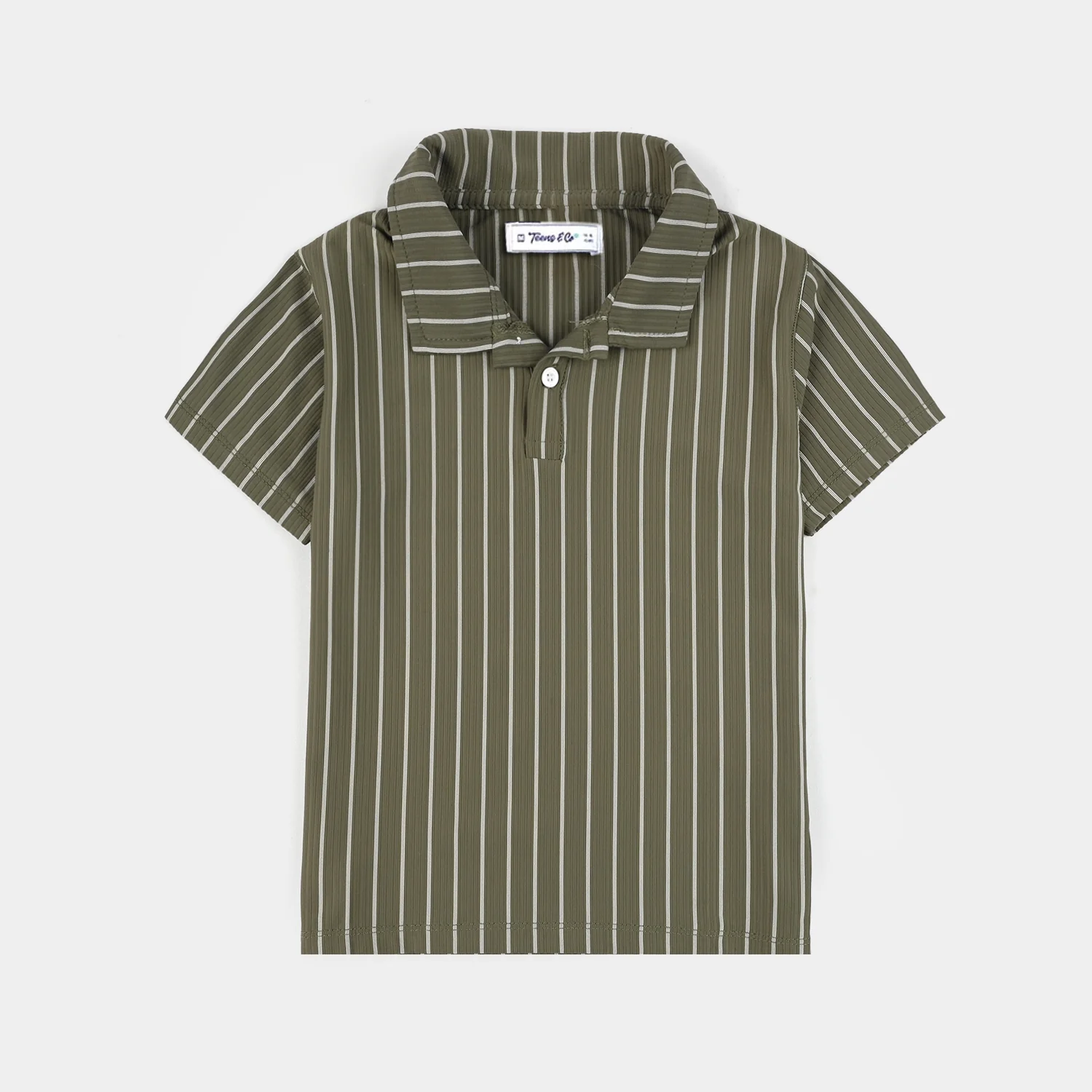 Teens Boys Polyester yarn dyed Polo Plain - Olive Green