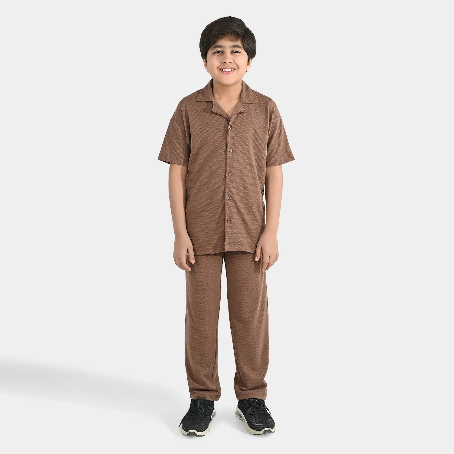 Boys Poly Jersey 2-Pc Suit - Brown