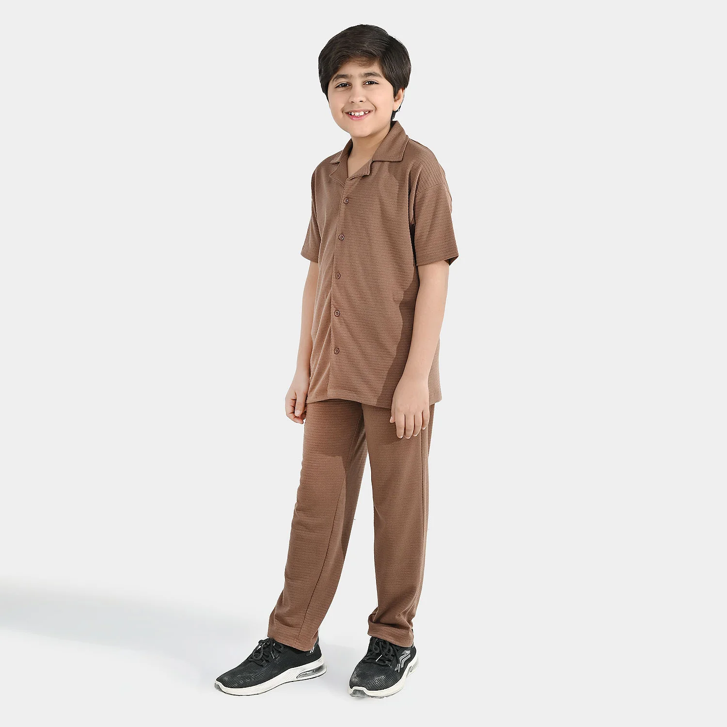 Boys Poly Jersey 2-Pc Suit - Brown - Image 2