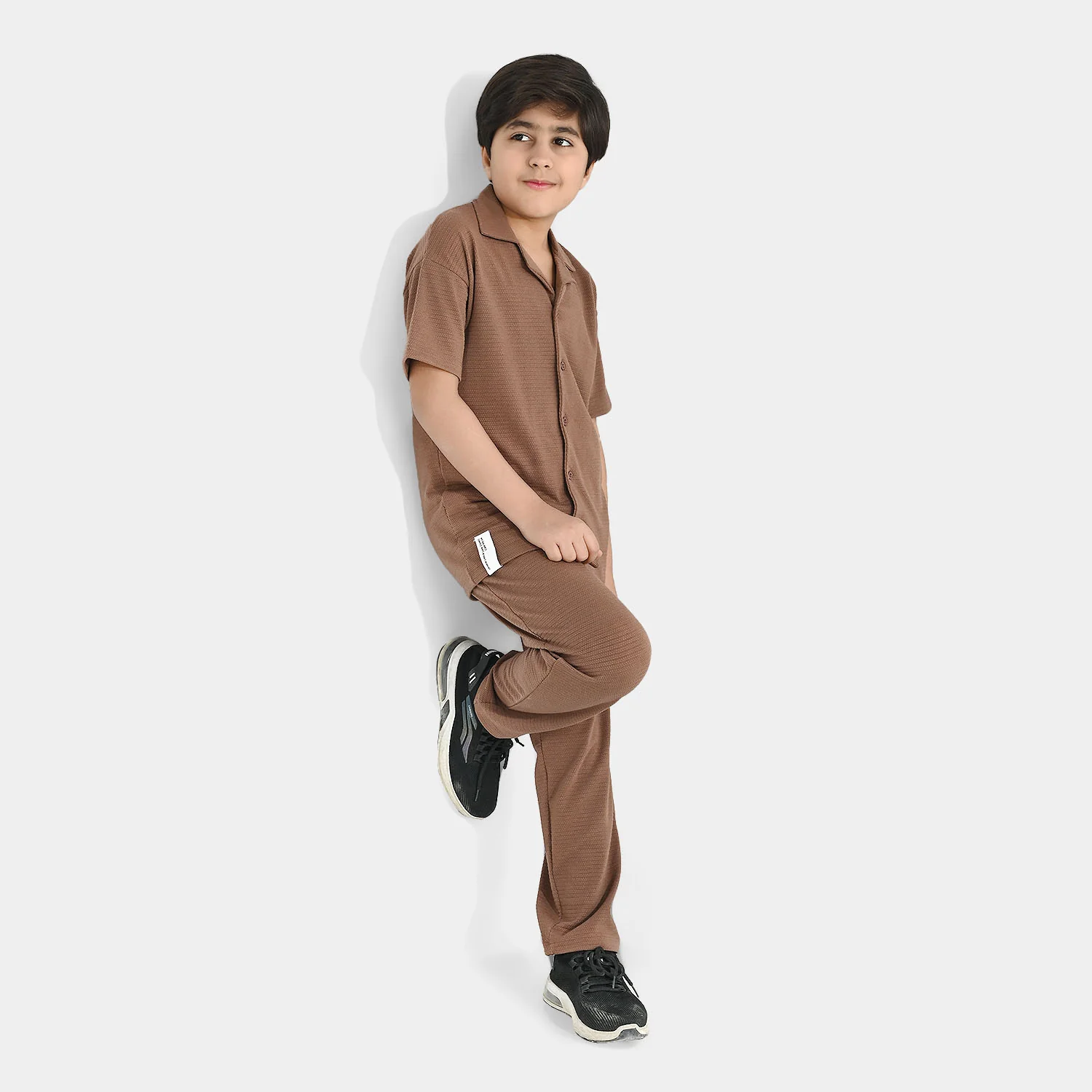 Boys Poly Jersey 2-Pc Suit - Brown - Image 3