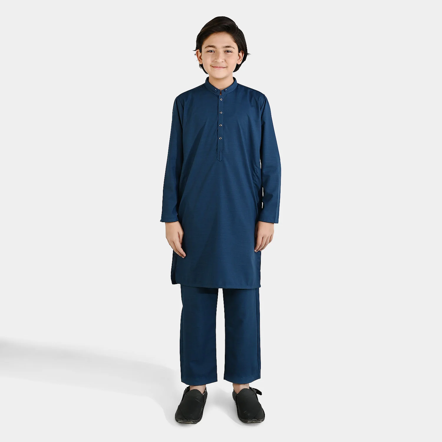 Teens Boys Poly Viscose Kurta Pajama (Cut N Sew) ā Teal Blue