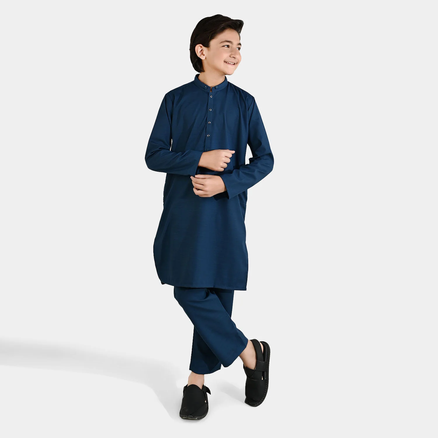Teens Boys Poly Viscose Kurta Pajama (Cut N Sew) ā Teal Blue - Image 2