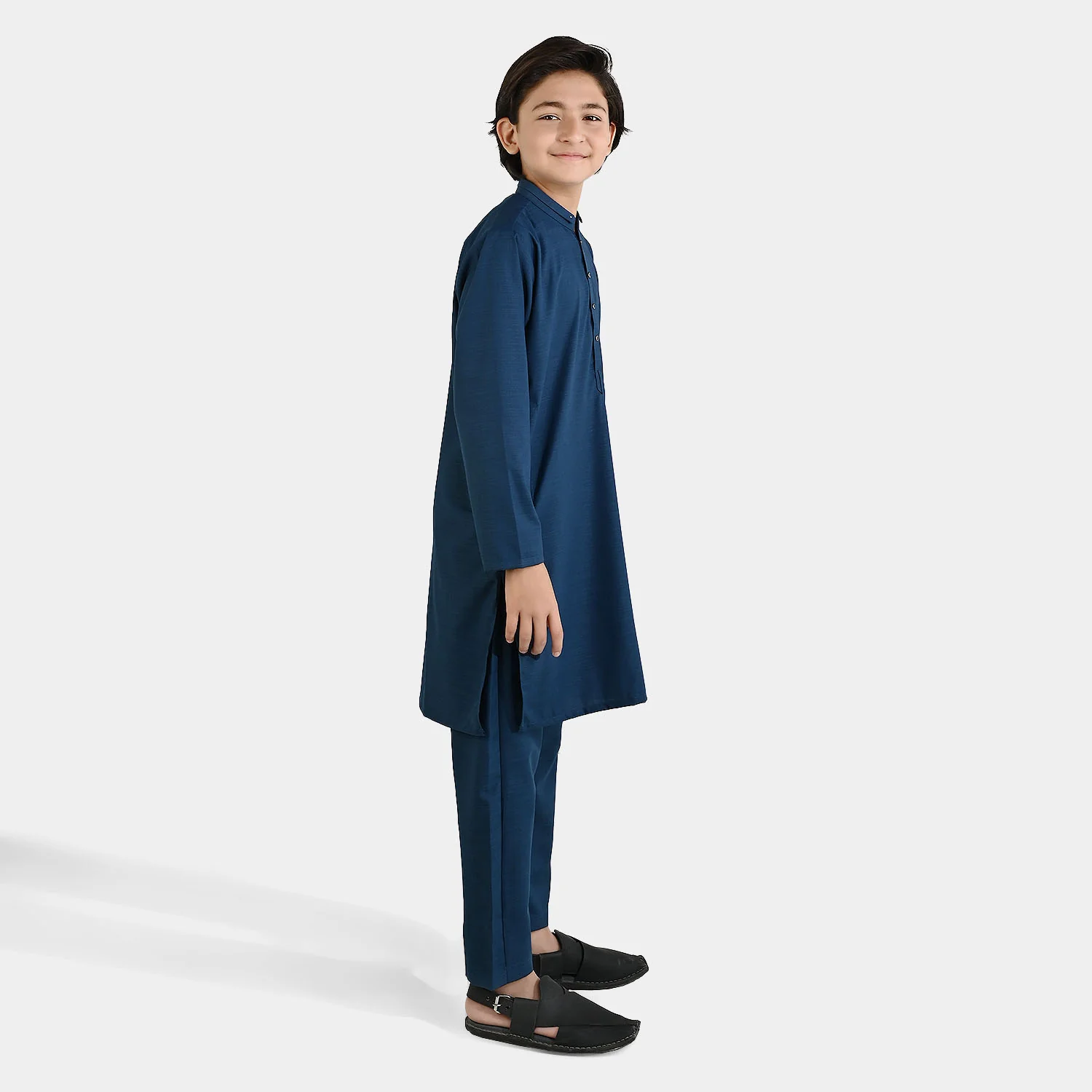 Teens Boys Poly Viscose Kurta Pajama (Cut N Sew) ā Teal Blue - Image 4