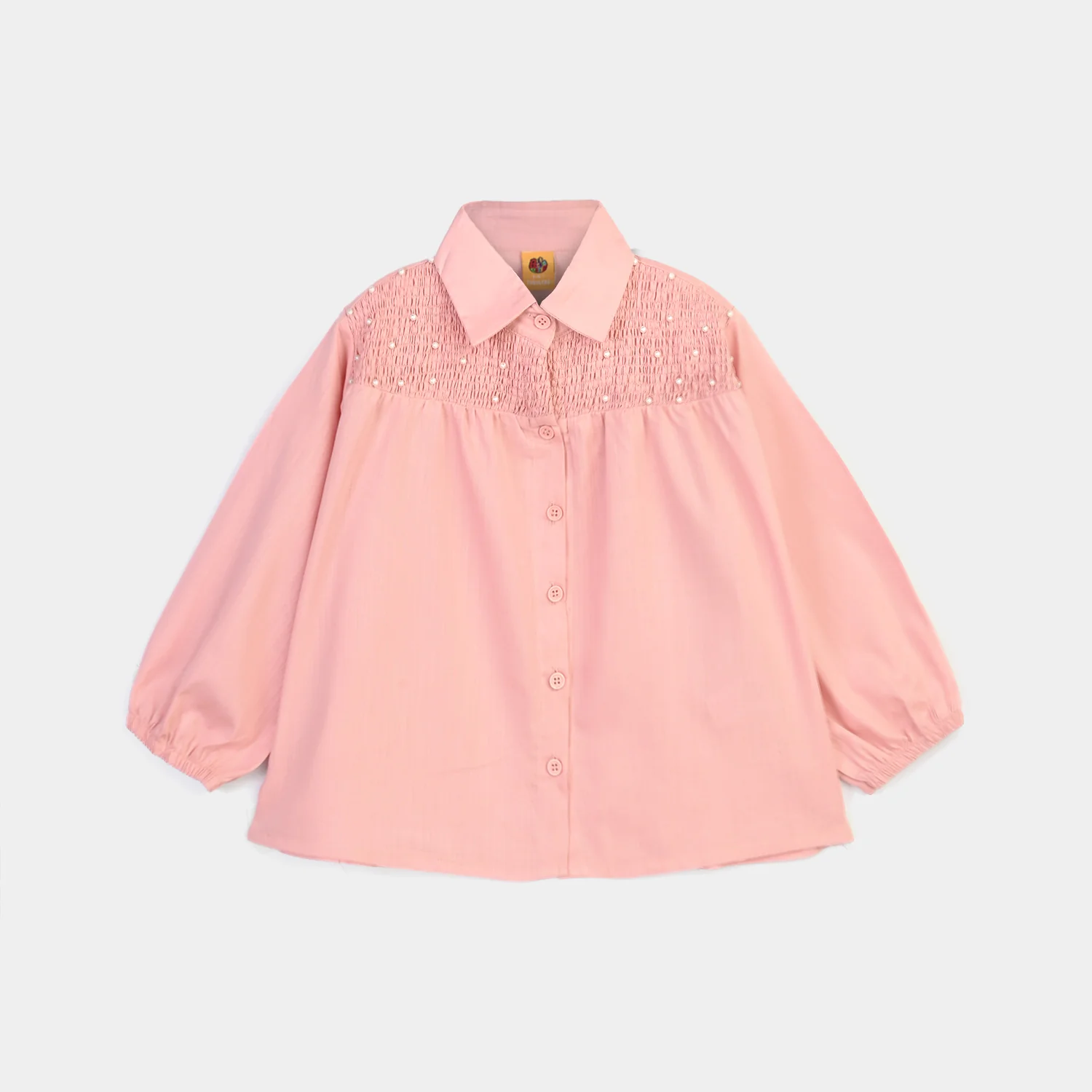 Teens Girls Cotton Casual Top Pearls-Pink