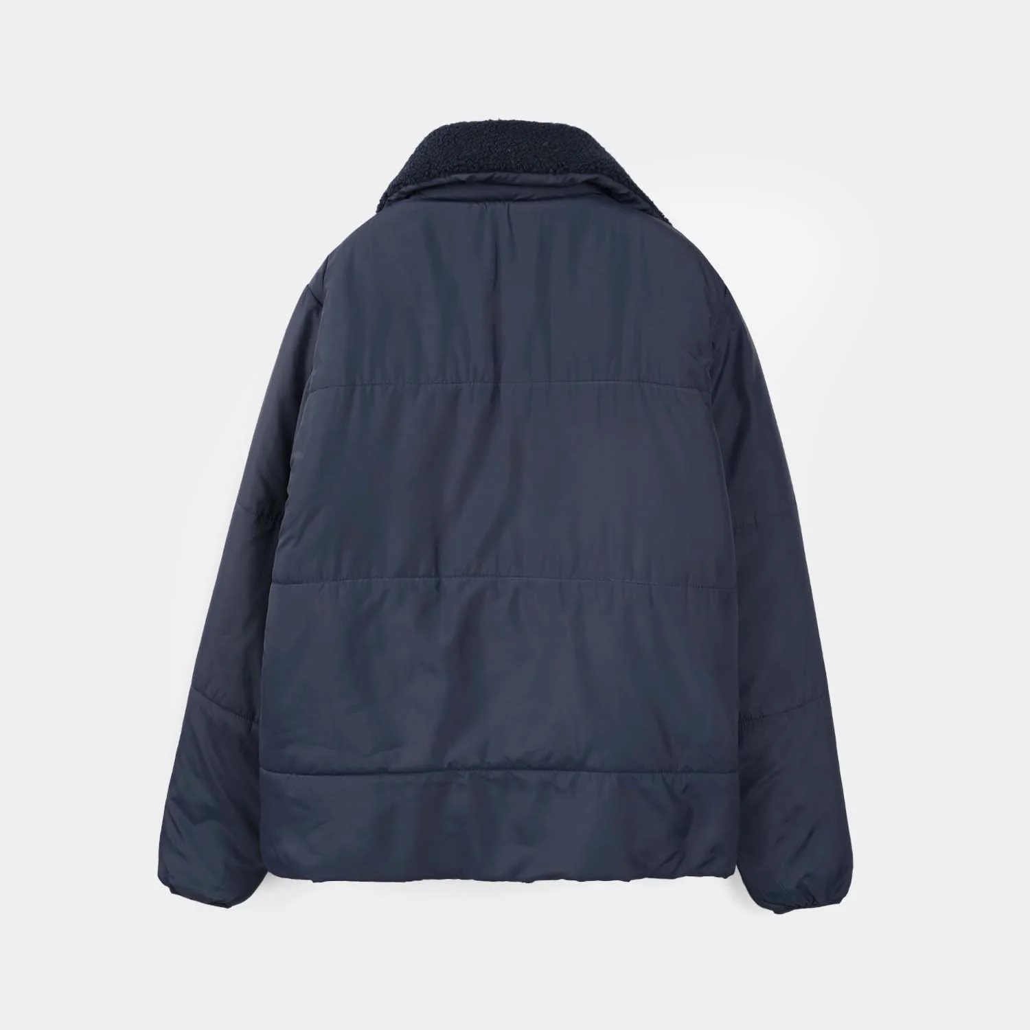 Teens Girls Fleece Collar Puffer Jacket Cozy Chic – Navy - Image 4