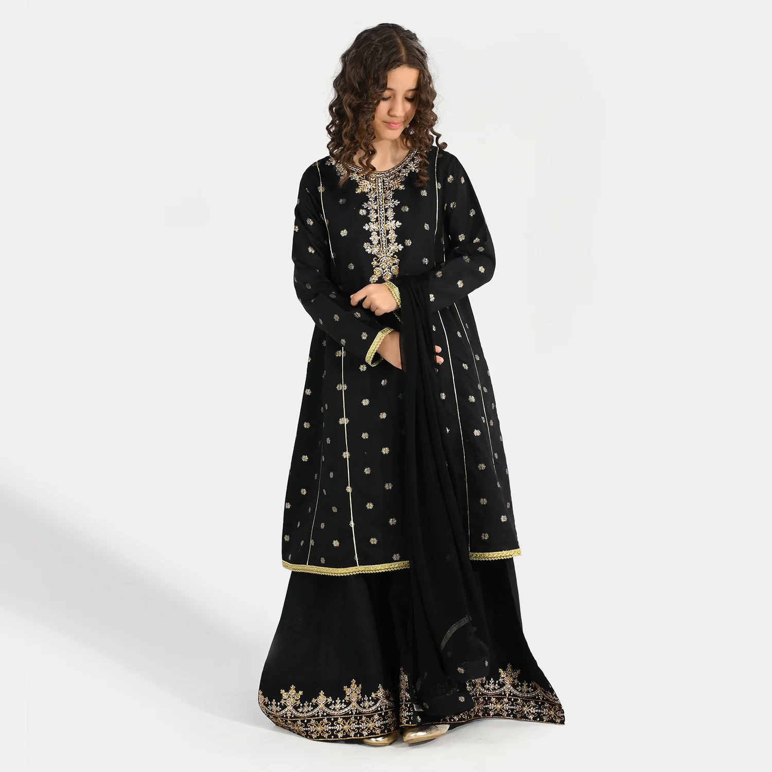 Teens Girls Jacquard 3-Piece Set (Jewel) - Black - Image 4