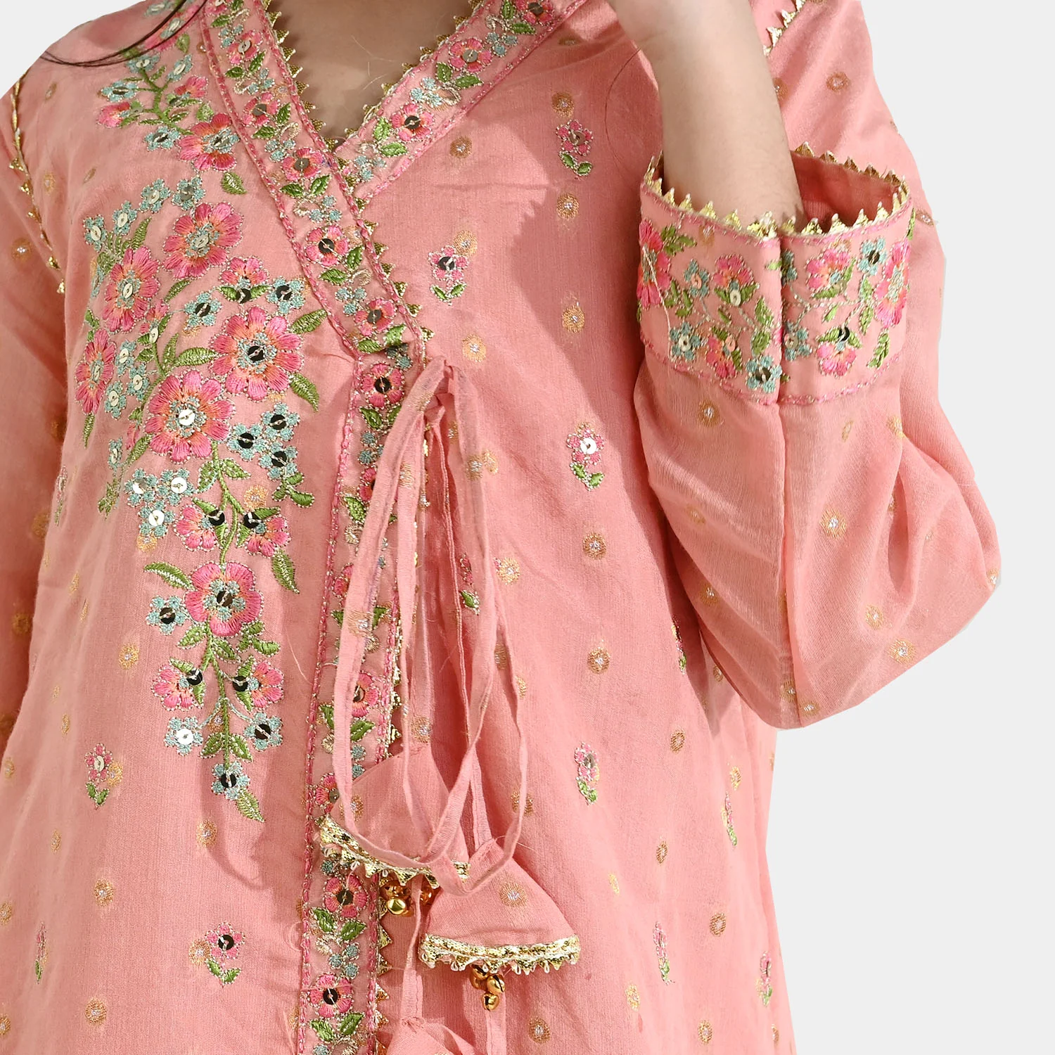 Girls Jacquard 3-Piece Set (Sundas) - Peach - Image 4