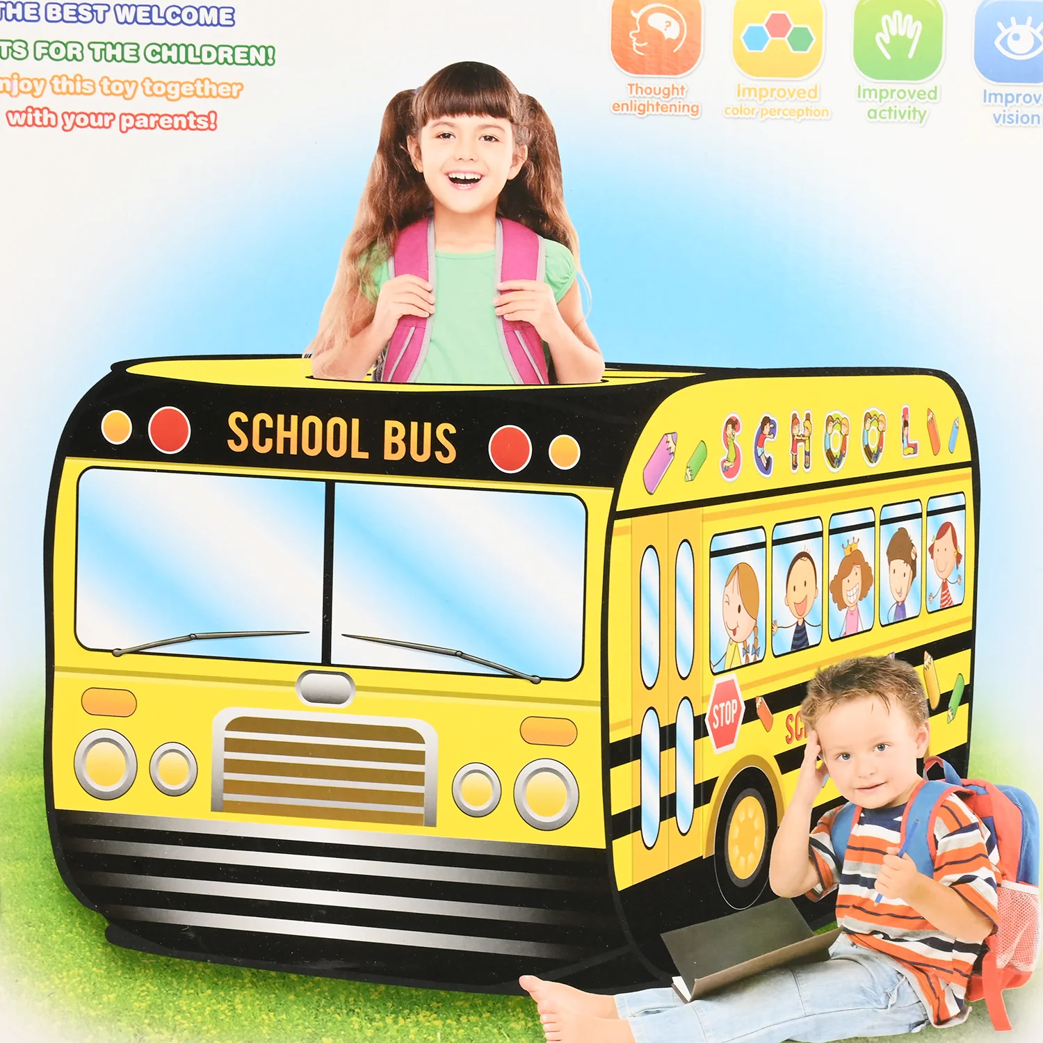 Kids' Pop-Up School Bus Play Tent - Image 4
