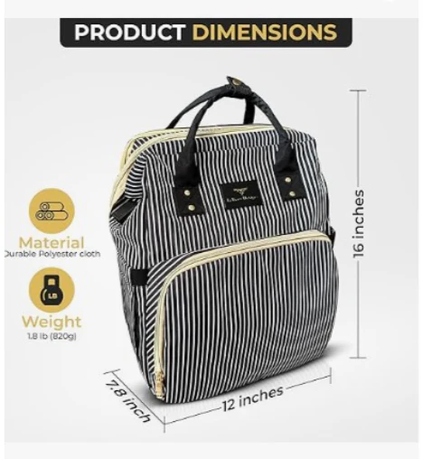Tinnies Baby Diaper Bag Pack Blue Stripes (T5005-A) - Image 6