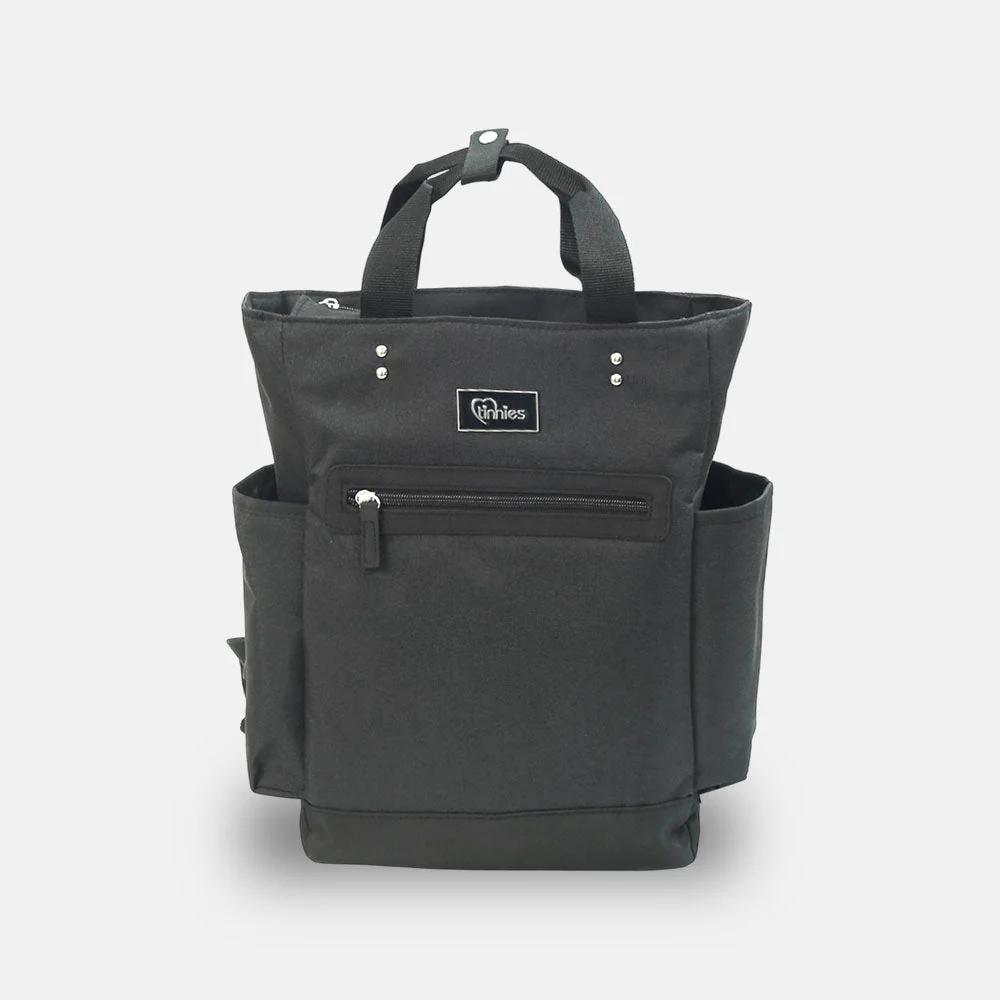 Baby Diaper Backpack Minimal Textured Black - Image 2